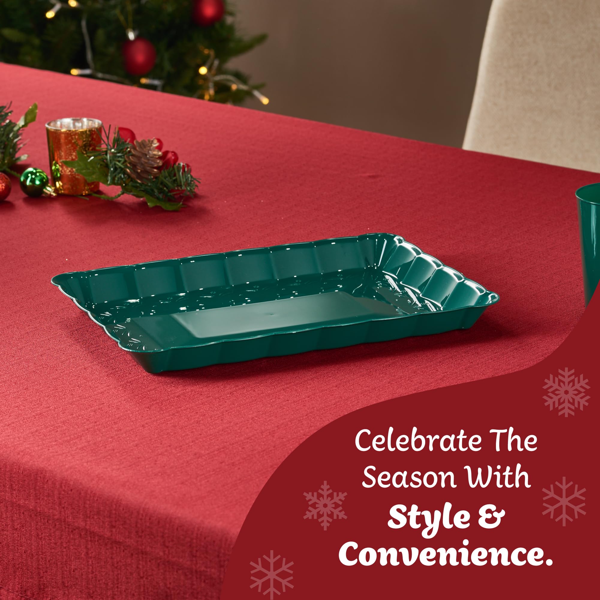 Plasticpro Plastic Serving Trays - Serving Platters Rectangle 9X13 Disposable Party Dish 4 Black Trays