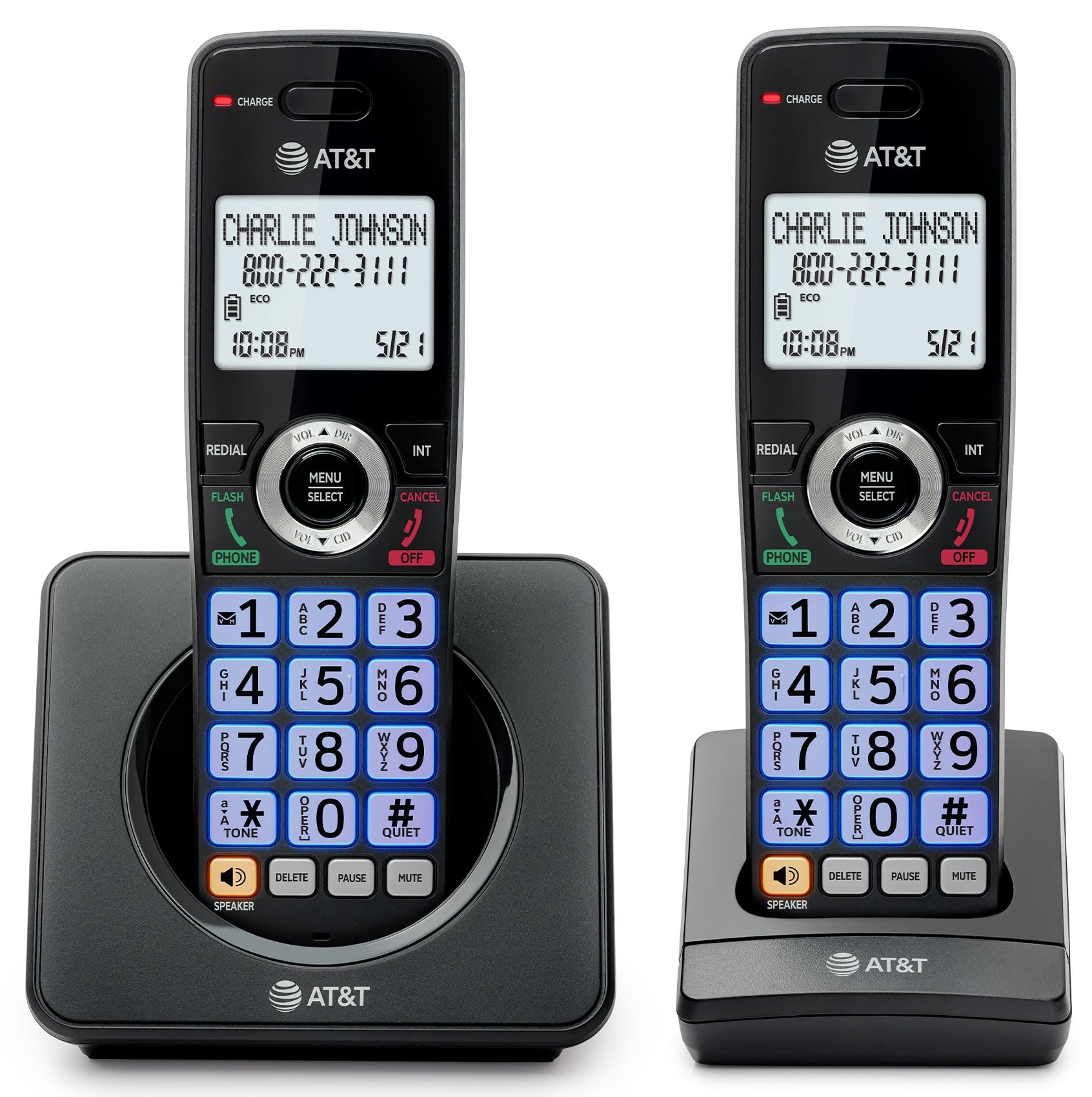 AT&T Landline Home Phone with Call Blocker, Caller ID/Call Waiting, Full-Duplex Handset Speakerphone, Backlit Keypad & Display, Rechargeable Battery, ECO Mode, DECT 6.0: GL2101-11