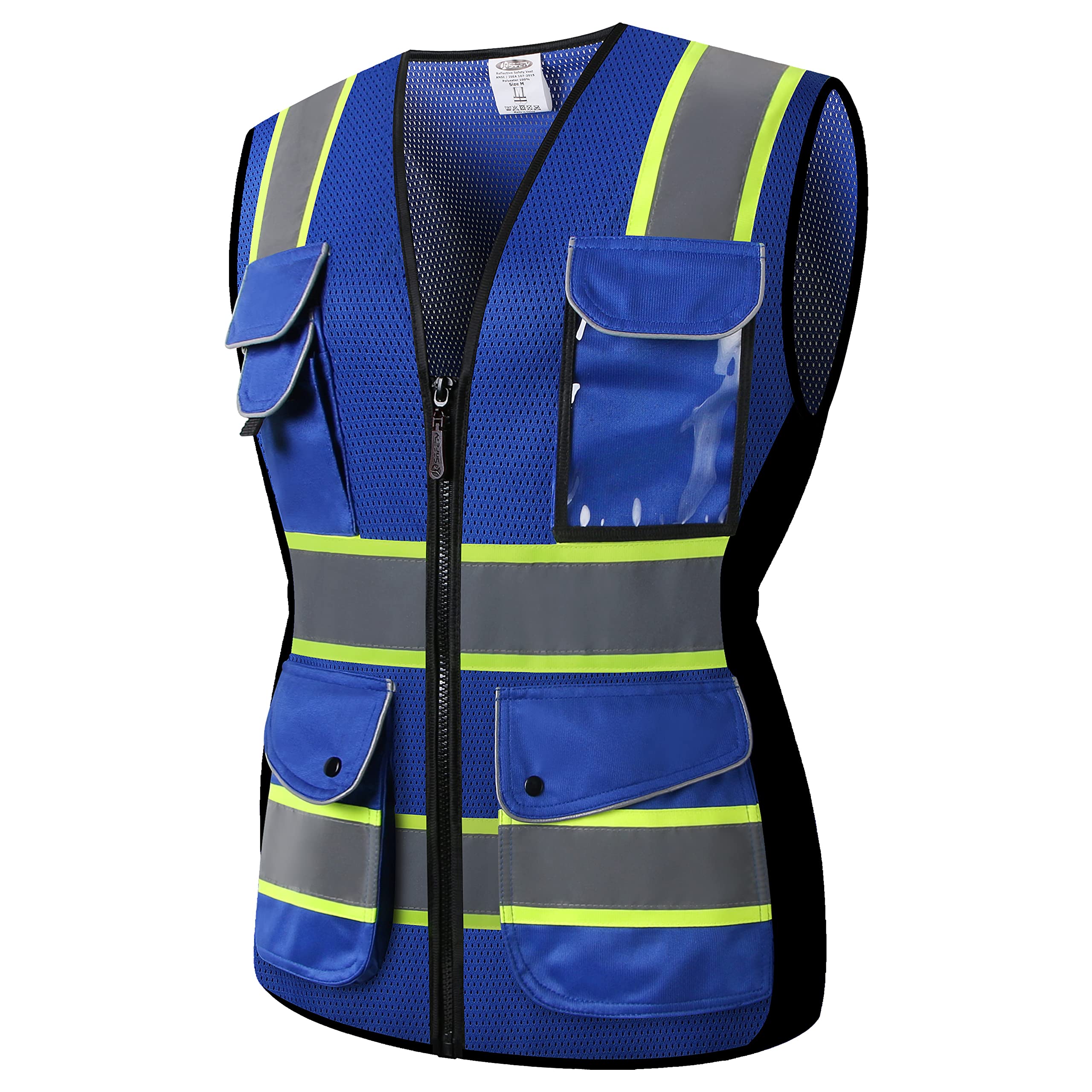 JKSafety Women Hi-Vis Reflective Safety Vest | Neon Color body Sewed Reflective Strips Breathable Lightweight ANSI Compliant