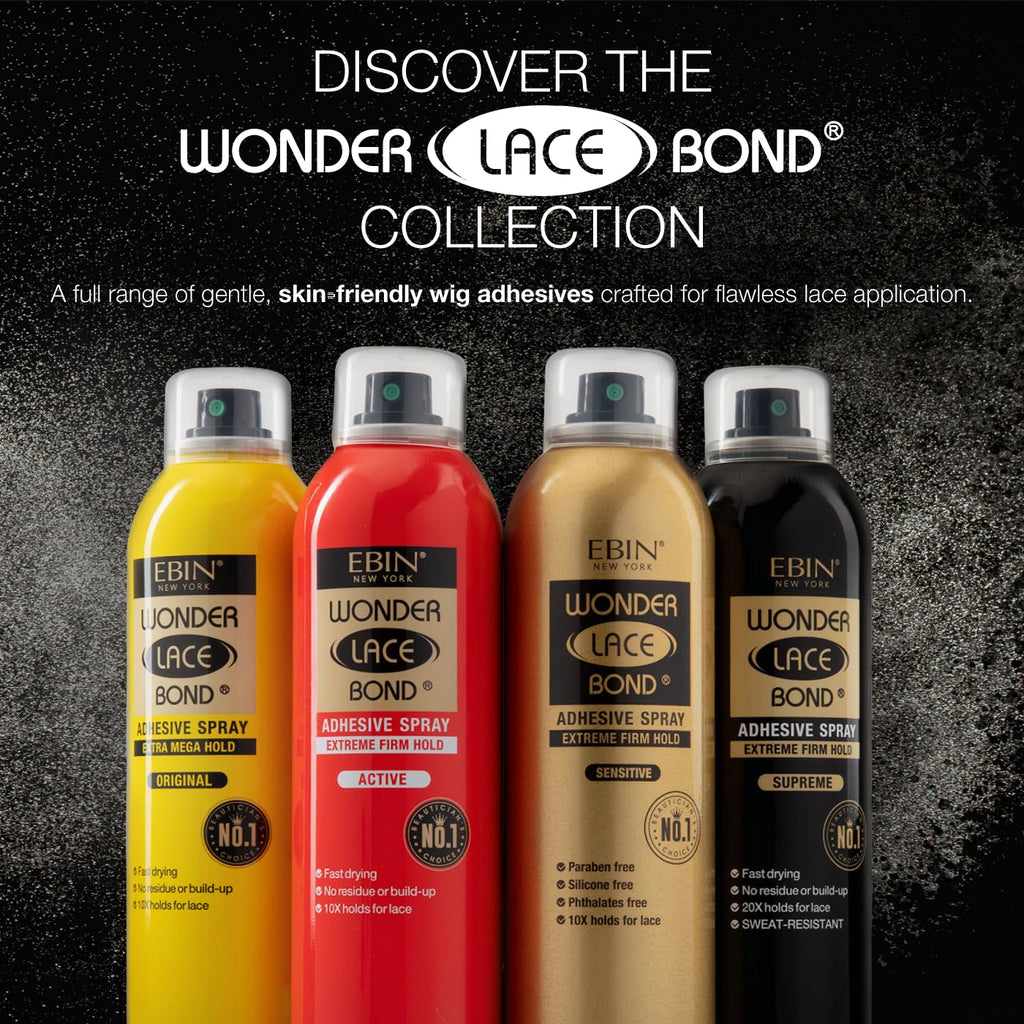 EBIN NEW YORK Wonder Lace Bond Adhesive Spray - Extreme Firm Hold 2.7oz/ 80ml| Active Use, Fast Drying, No Residue, No Build-up, All-day Powerful Hold, Easy Daily Wig Install