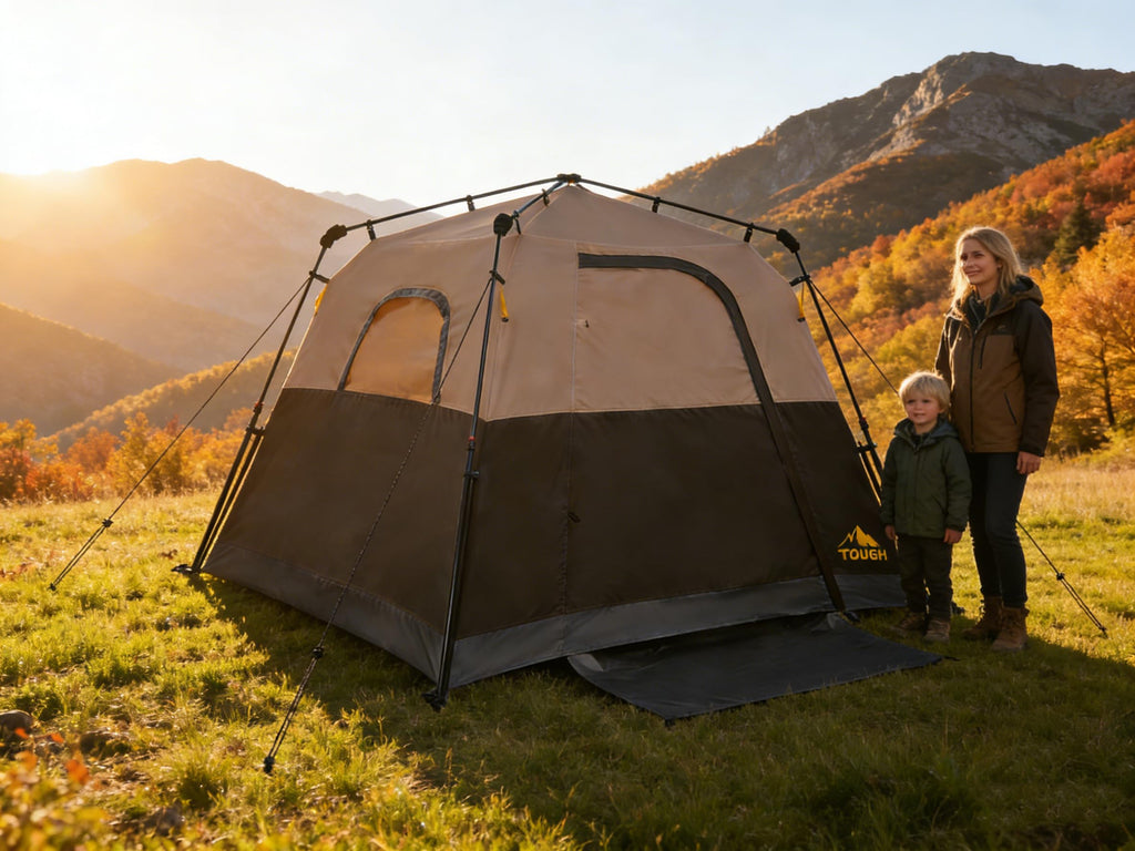 3/4 Person Camping Tent with 1 Door, 4 Windows, and Upgraded Ventilation– Instant Setup, Waterproof, 8'x 8'x 67''Oxford Fabric Floor Pop Up in 60 Seconds Includes Rainfly and Backpack