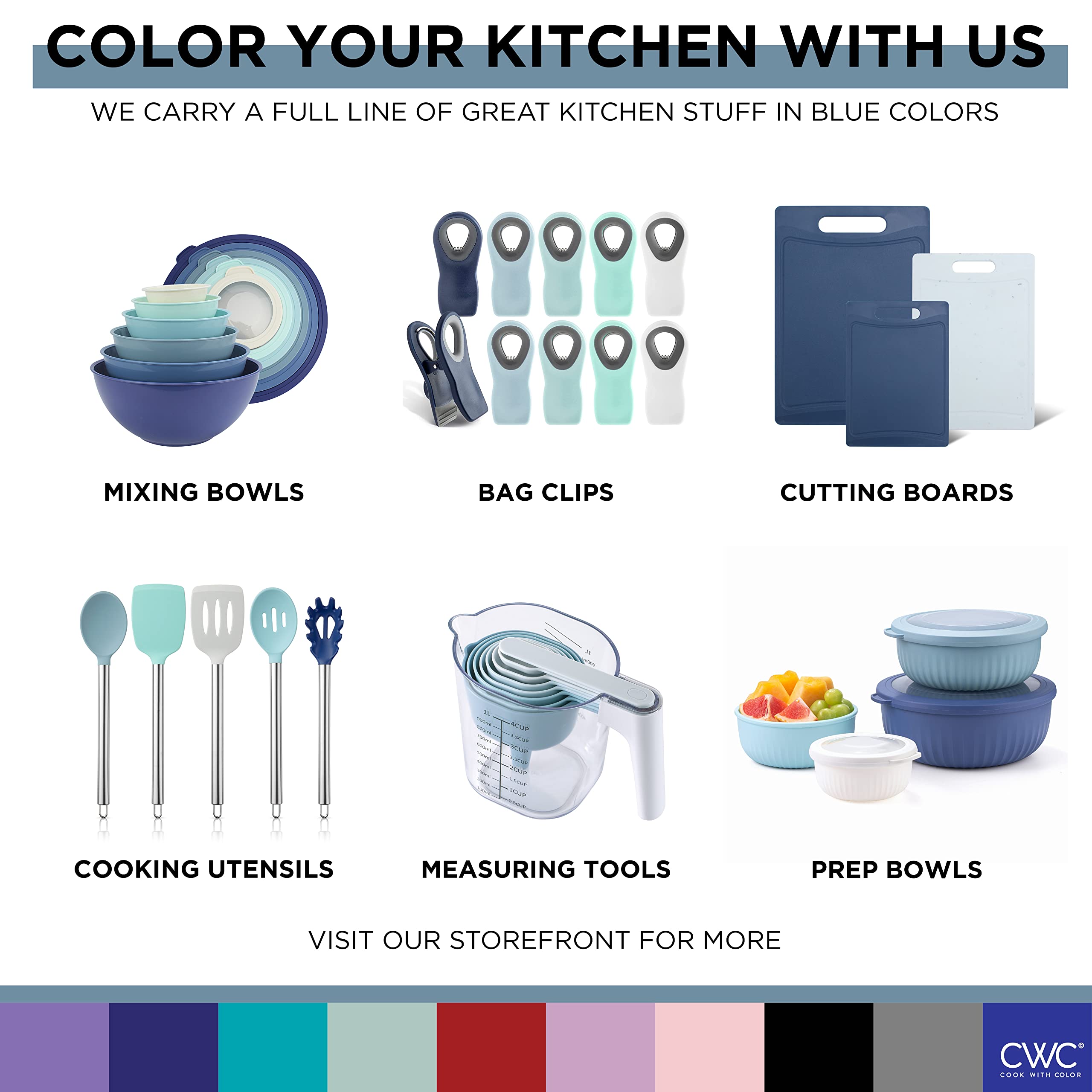 COOK WITH COLOR Silicone Cooking Utensils, Kitchen Utensil Set, Easy to Clean Silicone Kitchen Utensils, Cooking Utensils for Nonstick Cookware, Kitchen Gadgets Set with Holder, 10 Pieces