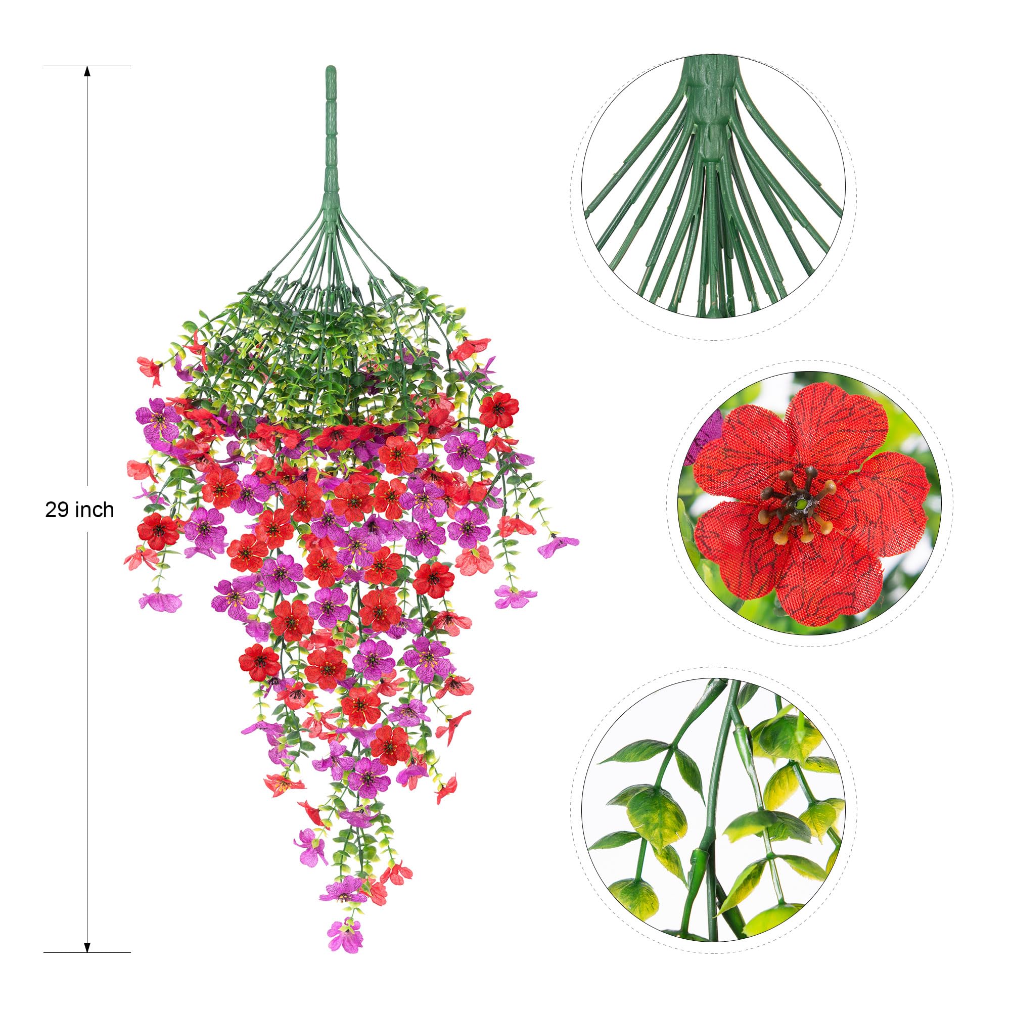 Ammyoo Artificial Hanging Flowers for Outdoors Faux Plants Spring Summer Decoration, 2 Pack Silk Colorful Daisy Realistic Fake Outdoor Flowers UV Resistant Porch Patio Window Yard Decor(Blue)