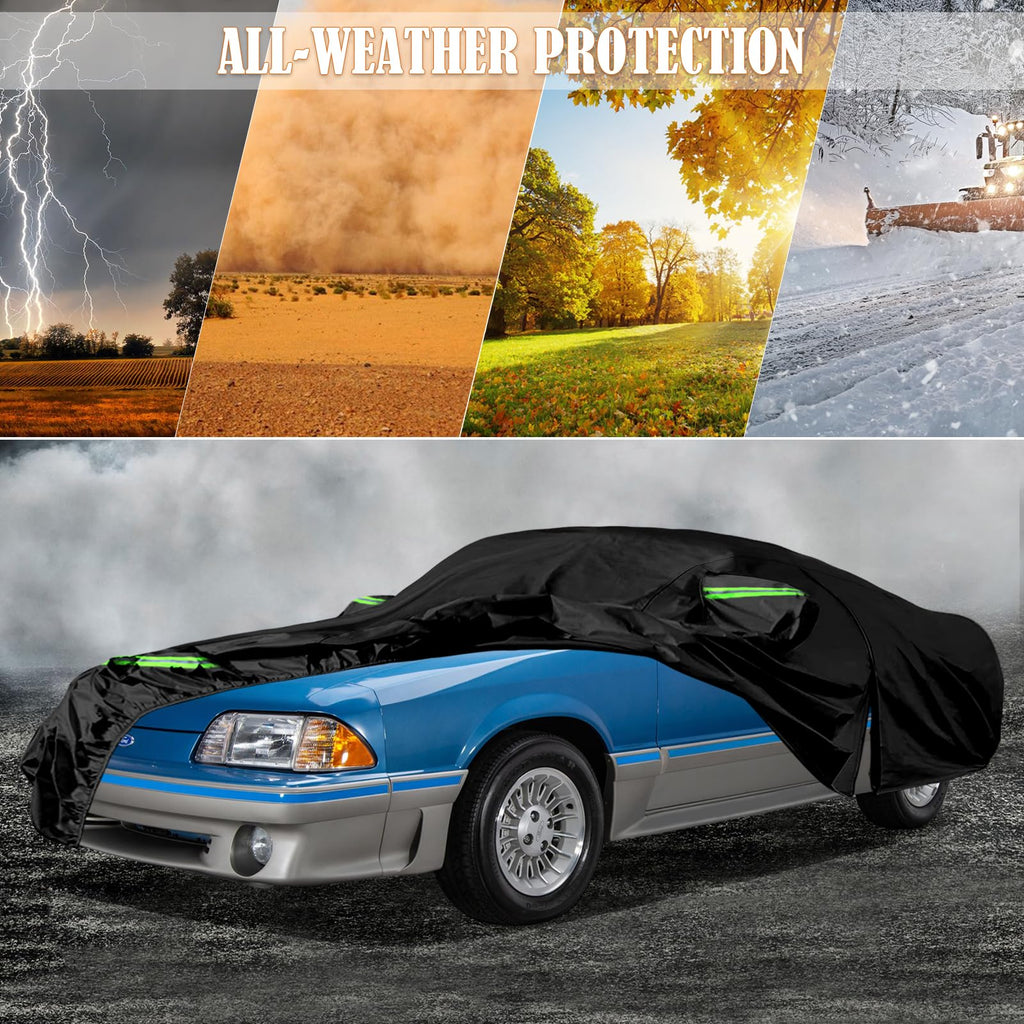 Waterproof Car Cover Replace for 1964-1978 Ford Mustang, 6 Layers All Weather Custom-Fit Mustang Full Car Covers with Zipper Door for Snow Rain Dust Hail Protection (1964-1978)