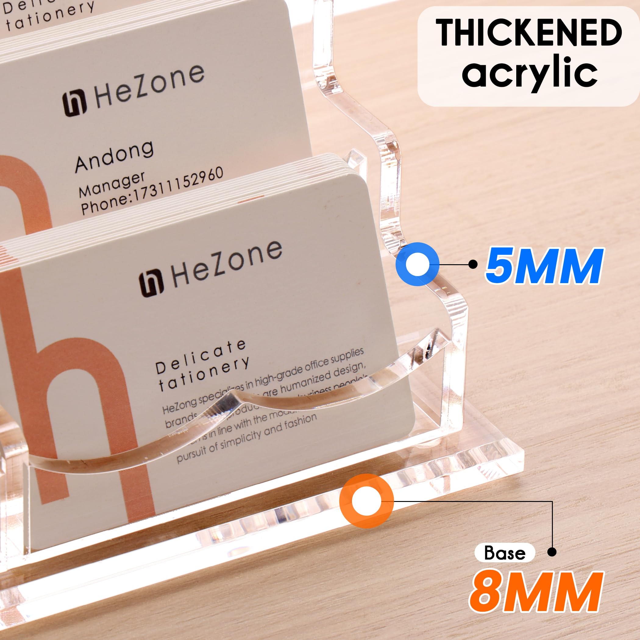 HeZone Business Card Holder for Desk Display, Clear Acrylic Cards Organizer Stand for Men and Women, Business Cards Case Rack 1 Pack, Holds 50 Cards-1 Slot