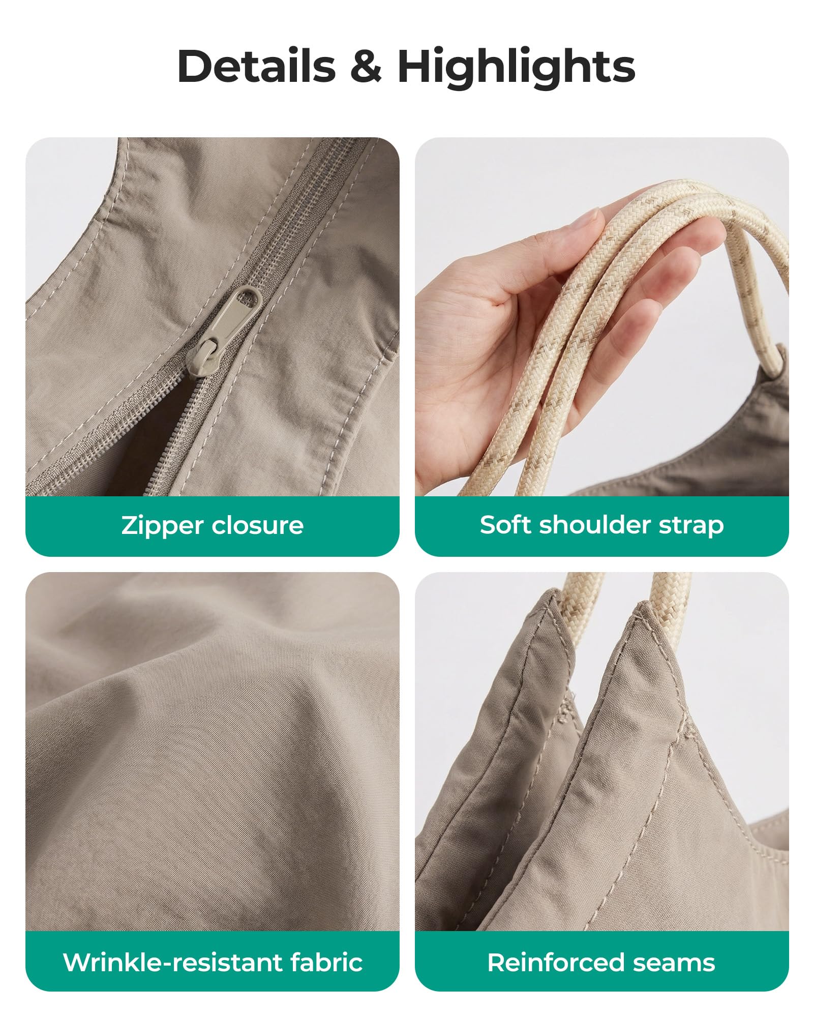 BAGSMART Beach Bags for Women, Beach Tote Bag Beach Bag with Zipper Travel Tote Bag for Women Sandproof Swim Pool Bag | Packable Beach Bag