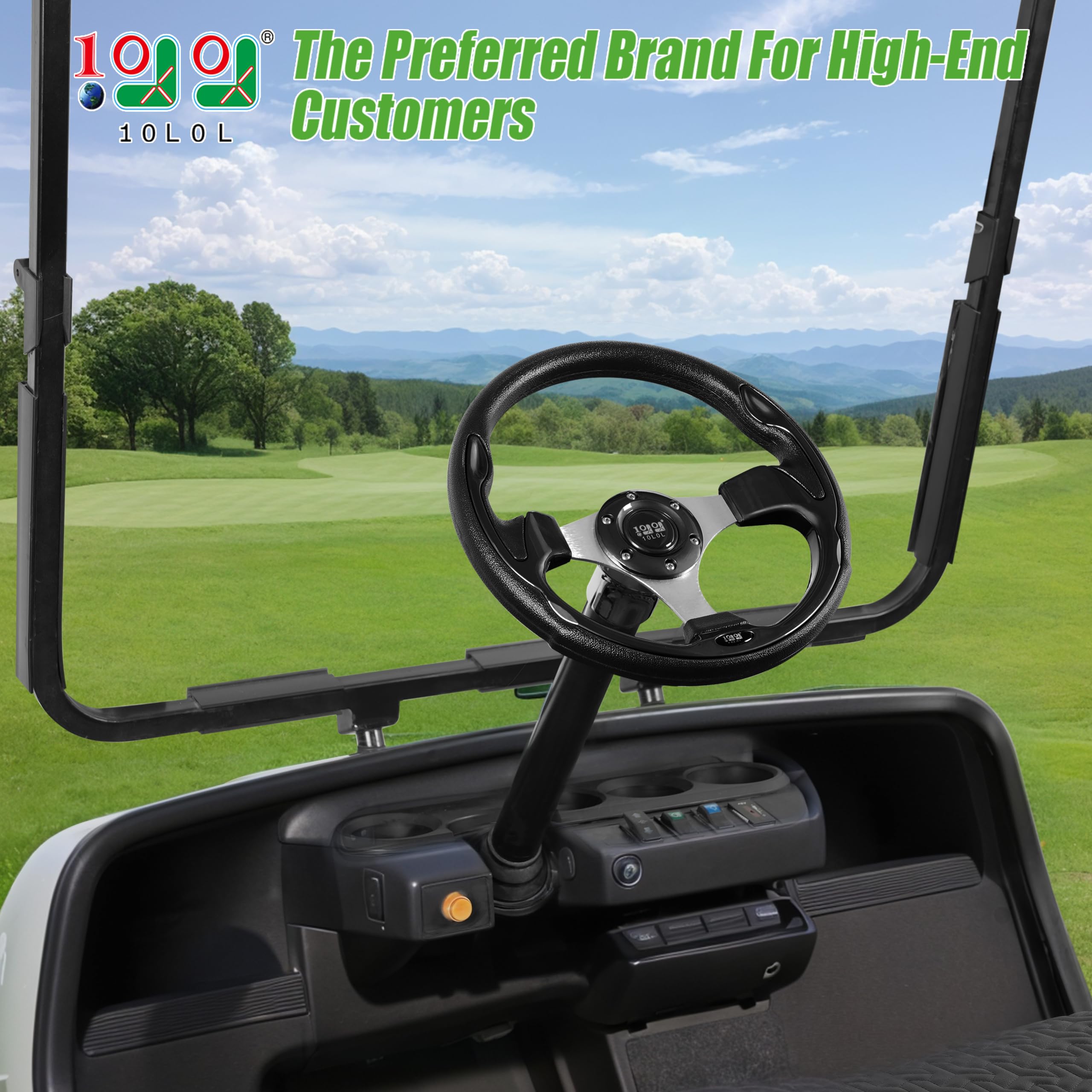 10L0L Golf Cart Steering Wheel, 13' Universal Fit for EZGO TXT/RXV, Club Car DS/Precedent, Yamaha G2-G29 (Carbon Black)