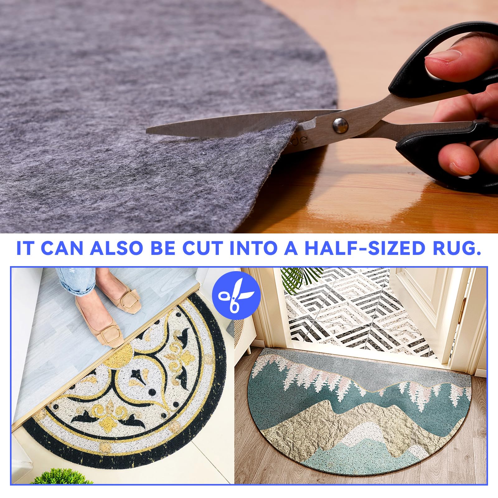 Non-Slip Rug Pads,Round 3 Ft Waterproof Extra Large Area Rugs Non Skid Rug Pad for All Floors and Finishes Durable Hardwood Floor Protective Felt Keeps Rugs in Place, Safe and Secure