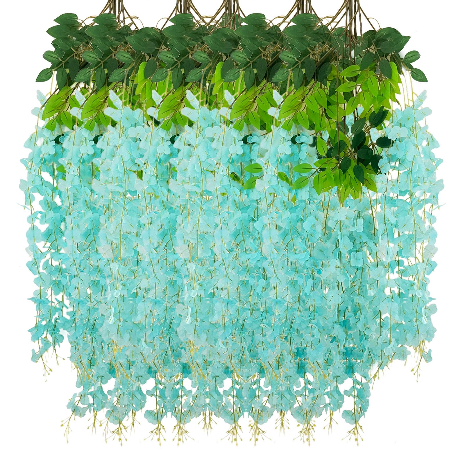 5 Pack Pink Wisteria Hanging Flowers Garland, 3.77 Feet Artificial Flower Vines, Fake Wisteria, Artificial Vines Hanging Garland for Backdrop Outdoor Yard Garden Decor