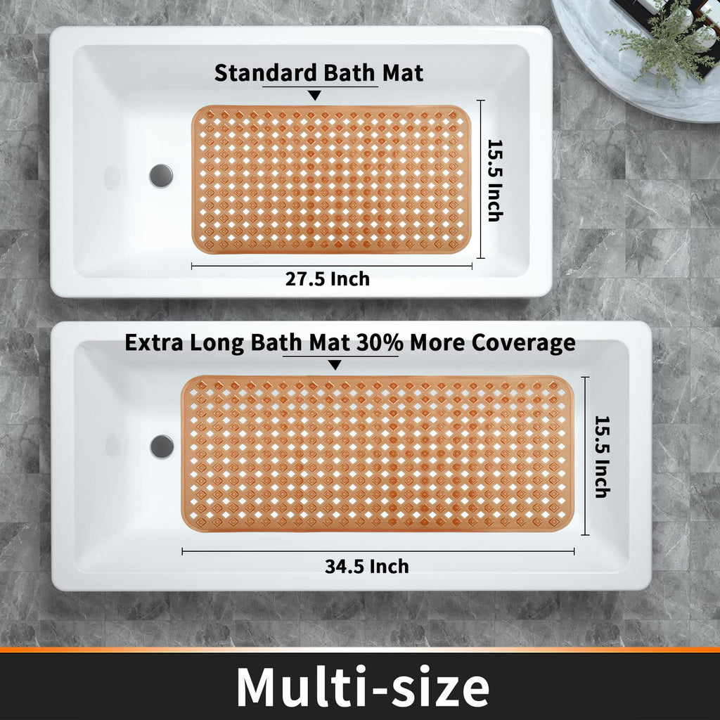 Yimobra Square Shower Mat Non Slip, Super Strong Suction Cups, 21"X21" Bath Tub Mat with Drain Holes, Machine Washable Fast Draining Bath Mats, Bathroom Essentials,Black