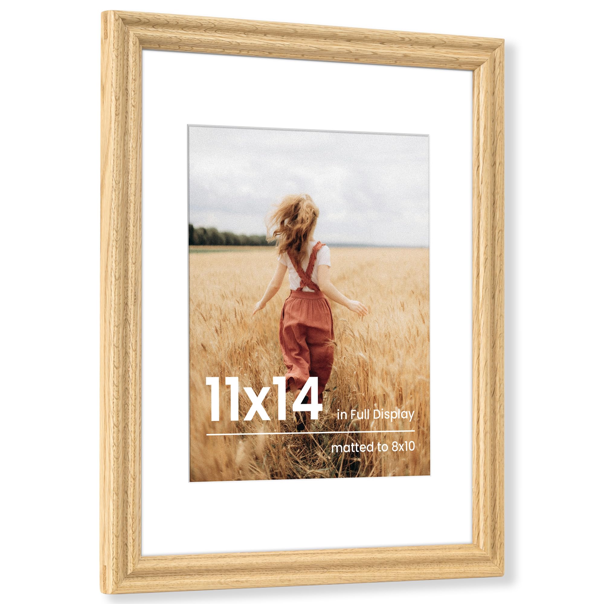 Fun Memories 5x7 Picture Frame with Mat for 4x6 Photo, Solid Elm Wood & Tempered Glass, Rustic Wall & Tabletop Display Frame, Grey, 1 Pack