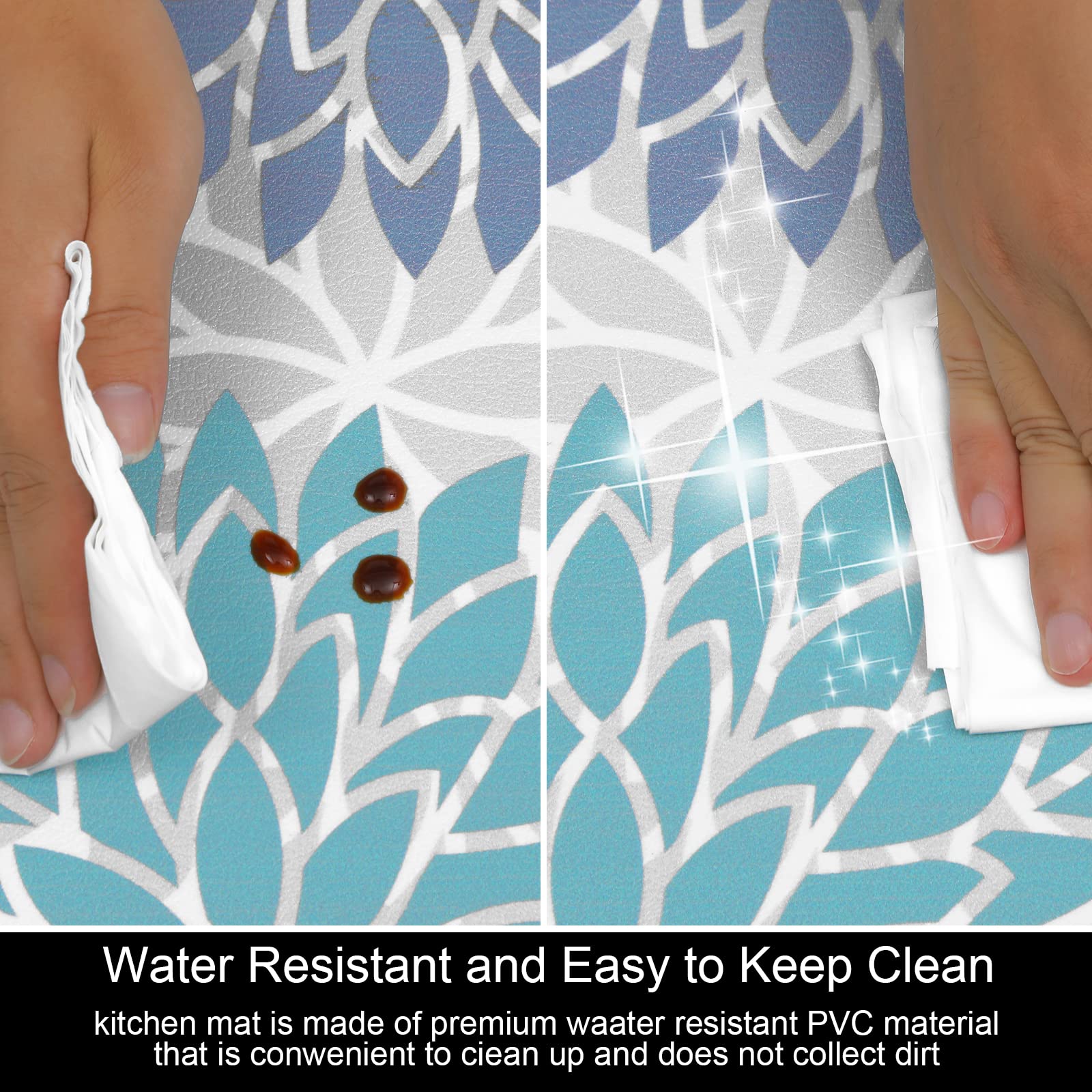 HEBE Anti Fatigue Kitchen Rugs Sets of 2, Non Slip Kitchen Mats for Floor, Waterproof Cushioned Comfort Standing Carpet for Kitchen Sink, Home Office, Laundry Room