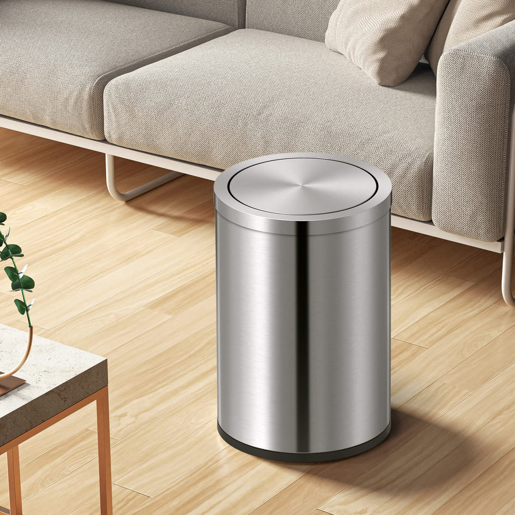 Mini Trash Can with Lid, Desktop Small Trash Can Recycling Bin Cute Metal Garbage Can for Tabletop Countertop Use,Stainless Steel 0.4Gal/1.5L Waste Bin for Office Parlor Car Bedroom,Swing Lid Open
