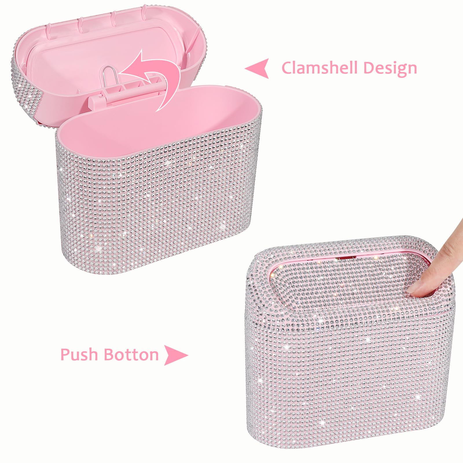Accmor Car Trash Can with Lid, Mini Auto Dustbin Garbage Organizer with 30 Pcs Plastic Trash Bag, Automotive Garbage Container Bin for Vehicle, Home, Office
