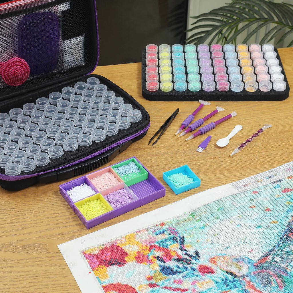 Douorgan Diamond Painting Storage Containers Portable Bead Organizer Shockproof Bead Art Storage Case Jewelry Beads Storage Box (30 Small Boxes)
