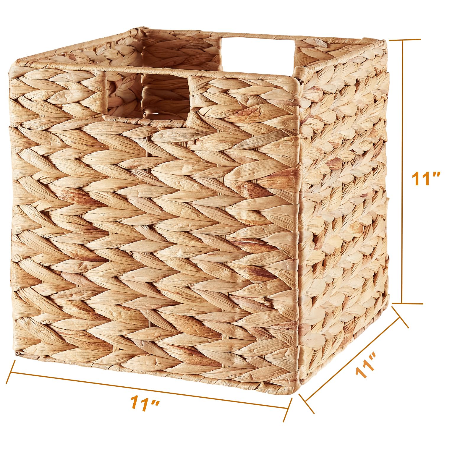 Vagusicc Wicker Storage Basket, Set of 2 Seagrass Storage Baskets, Foldable Wicker Basket 9 Inch Square Cube Storage Bins Storage Baskets for Organizing Shelf Baskets, 9''x9''x9''