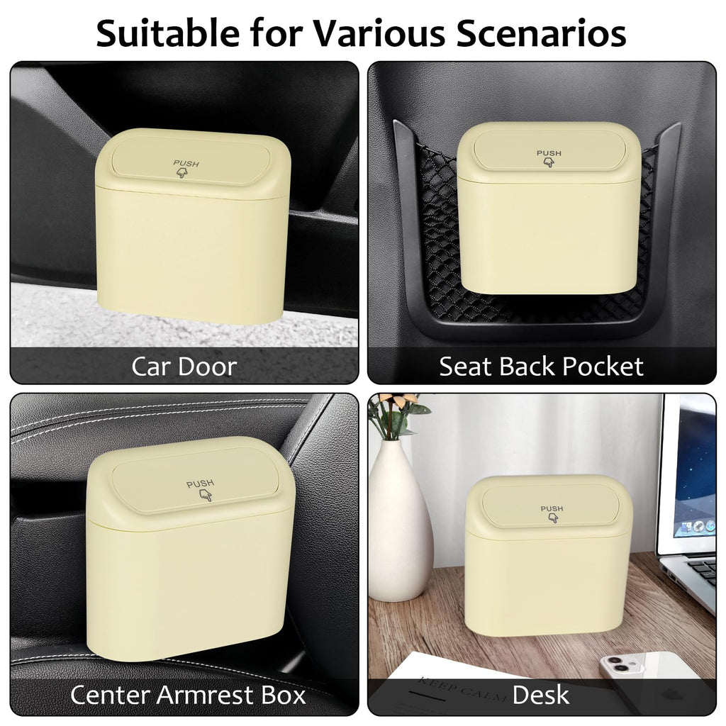 Accmor Car Trash Can with Lid, Mini Auto Dustbin Garbage Organizer with 30 Pcs Plastic Trash Bag, Automotive Garbage Container Bin for Vehicle, Home, Office