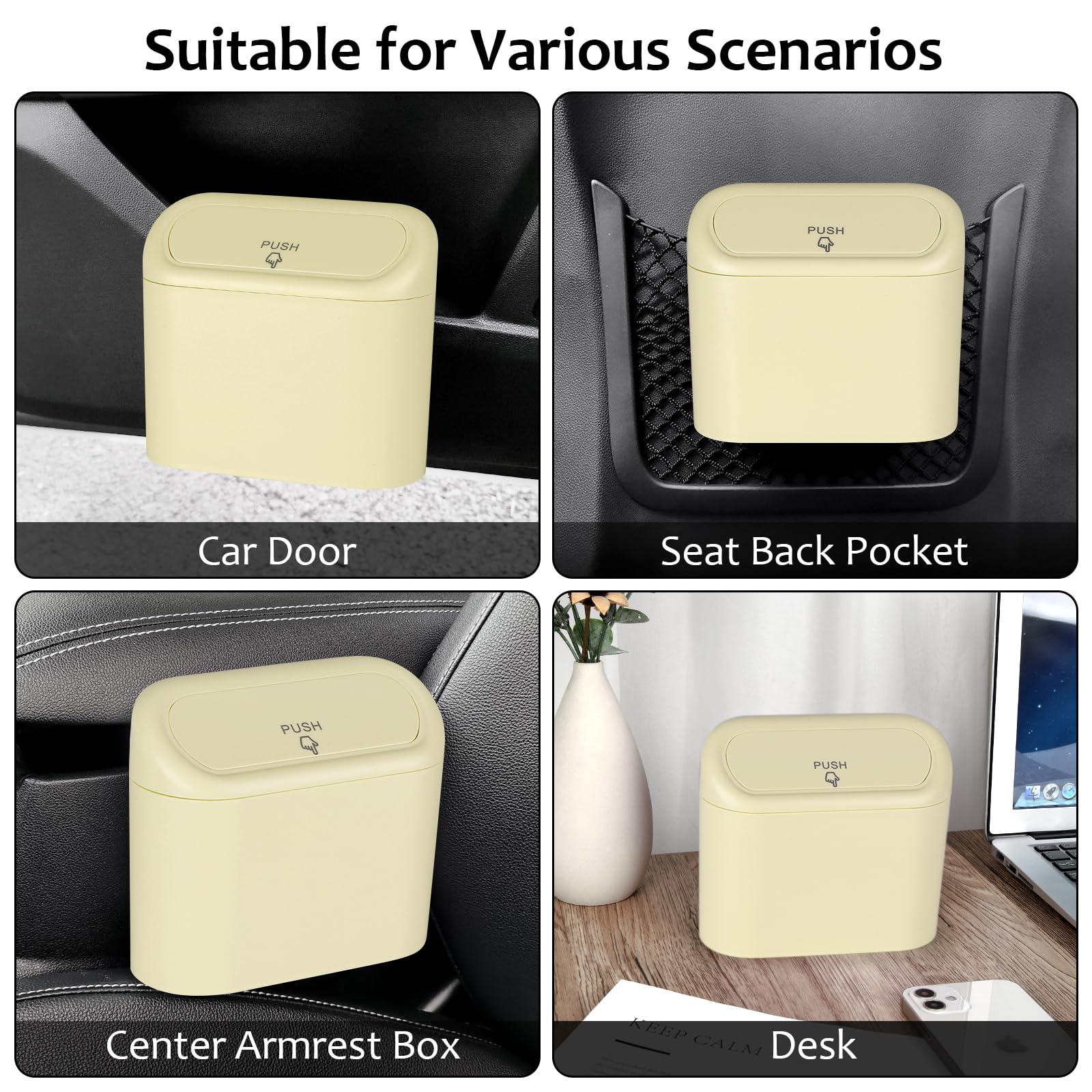 Accmor Car Trash Can with Lid, Mini Auto Dustbin Garbage Organizer with 30 Pcs Plastic Trash Bag, Automotive Garbage Container Bin for Vehicle, Home, Office