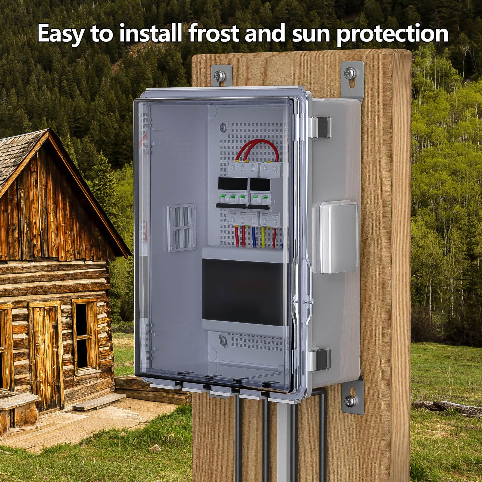 ABS Electrical Junction Box, Ventilated Design, Cable Grommets, IP65 Waterproof Enclosure, Indoor/Outdoor Use with Mounting Panel. (Clear Cover, 8.7"x6.7"x4.3")