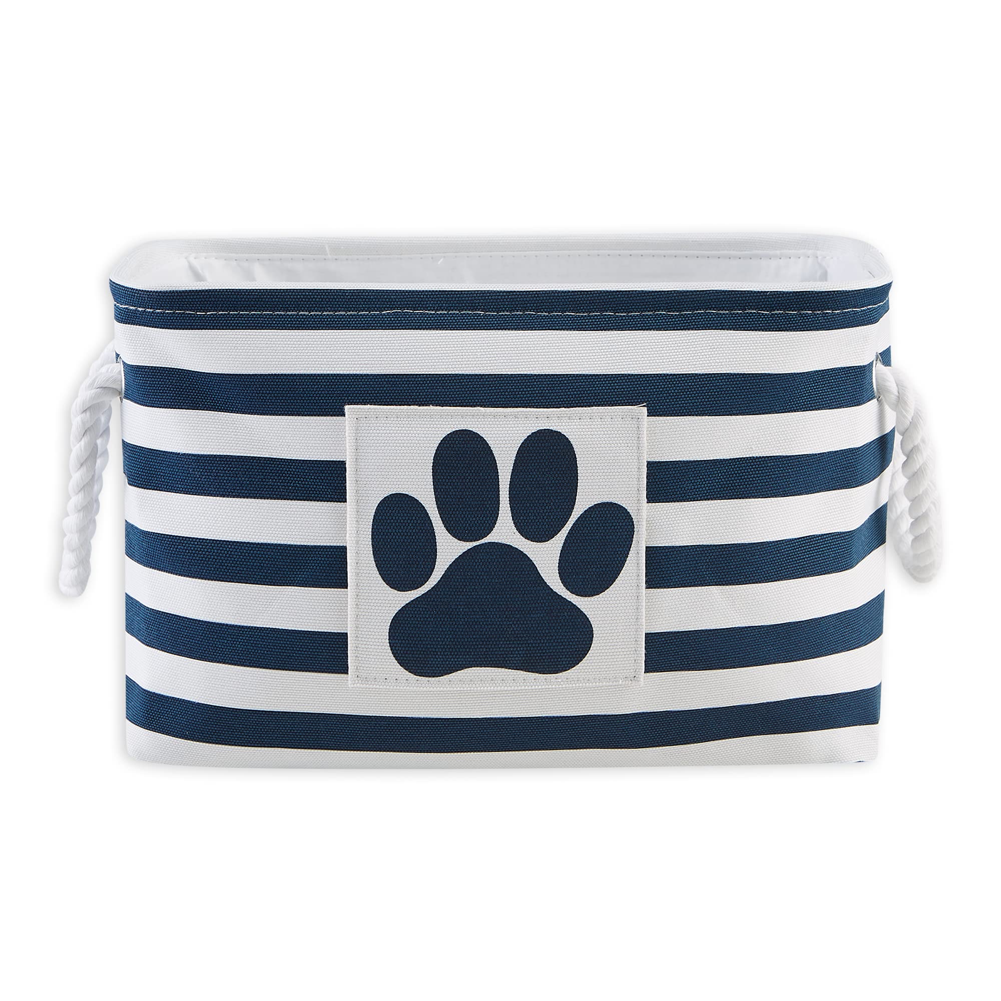 Bone Dry Pet Storage Collection Striped Paw Patch Bin, Aqua, Small Rectangle