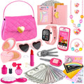 Kids Play Purse for Little Girls Toddlers, Toy Purse with Accessories, Wallet, Fake Phone, Fake Makeup Toys & Play Jewelry, Toddler Pretend Play Toys for Girls, Little Girl Gifts Age 3 4 5 6 Year Old