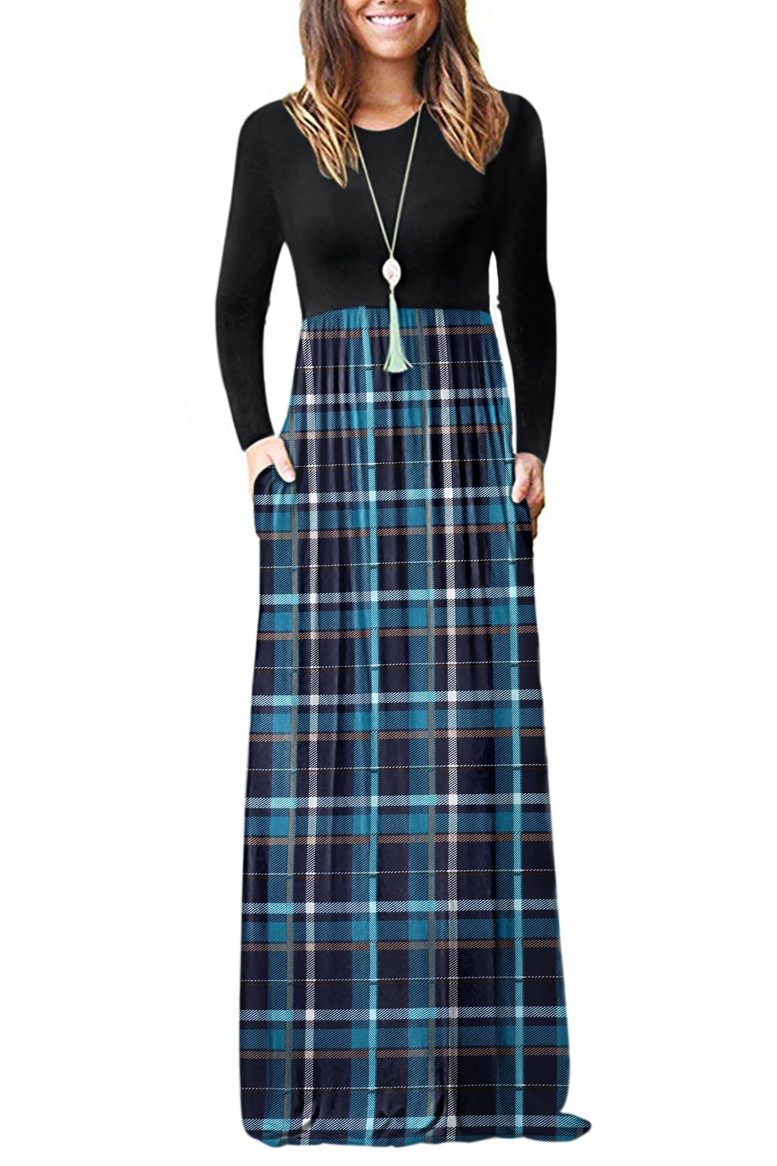 AUSELILY Women's Classic Long Sleeve Dress Loose Plain Long Casual Maxi Dresses with Pockets 2026