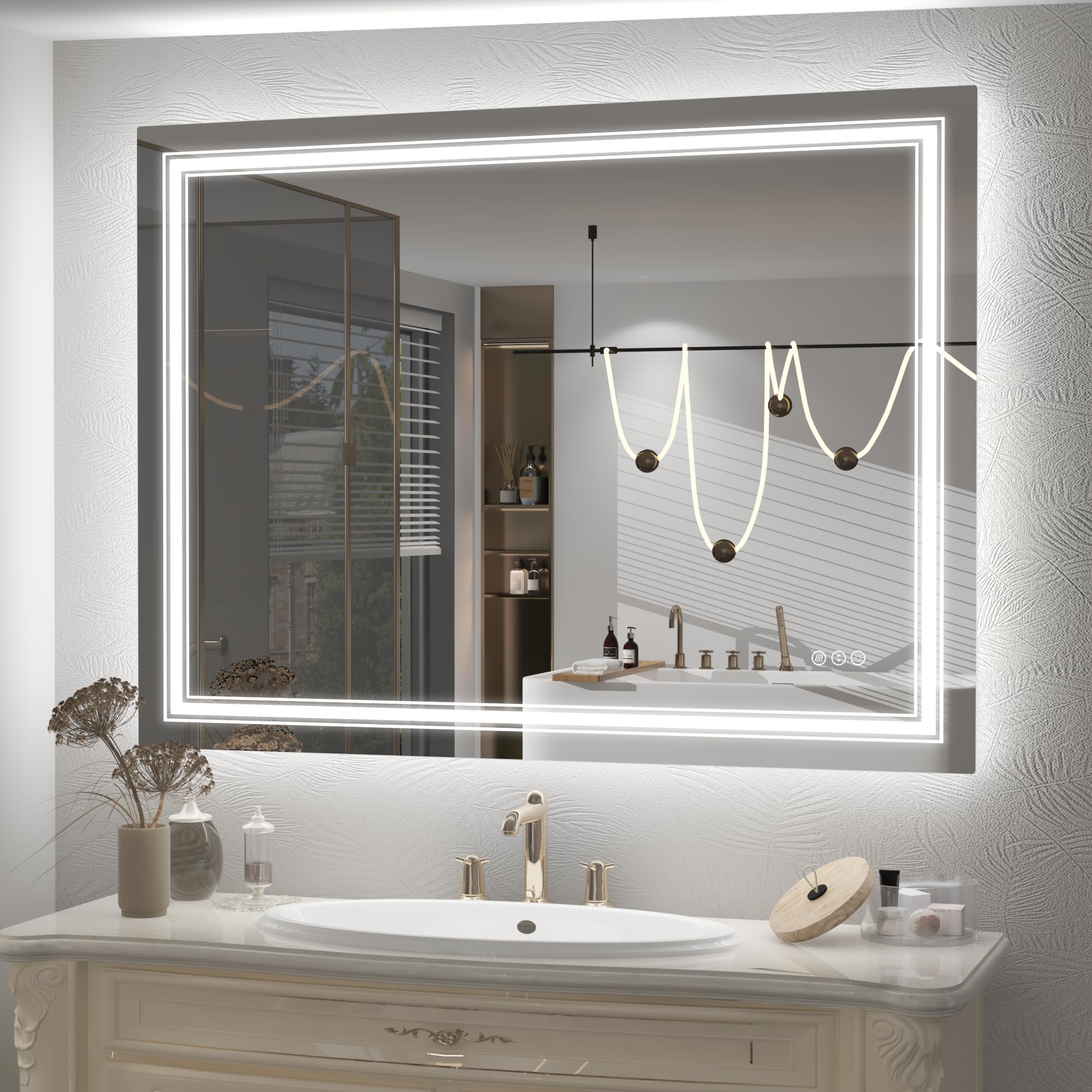 20x28 LED Bathroom Mirror, Vanity Mirror with Lights, Backlit and Front lit Mirror for Wall, Dimmable, Anti-Fog, Shatterpoof, Memory (Horizontal/Vertical)