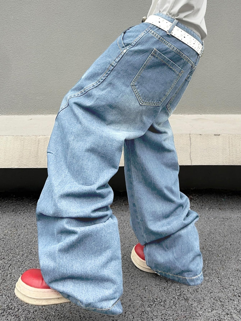 DFGIGT Men's Irregular Sutures Y2k Hip Hop Baggy Jeans Wide Leg Denim Pants Casual Loose Fit Trousers Streetwear