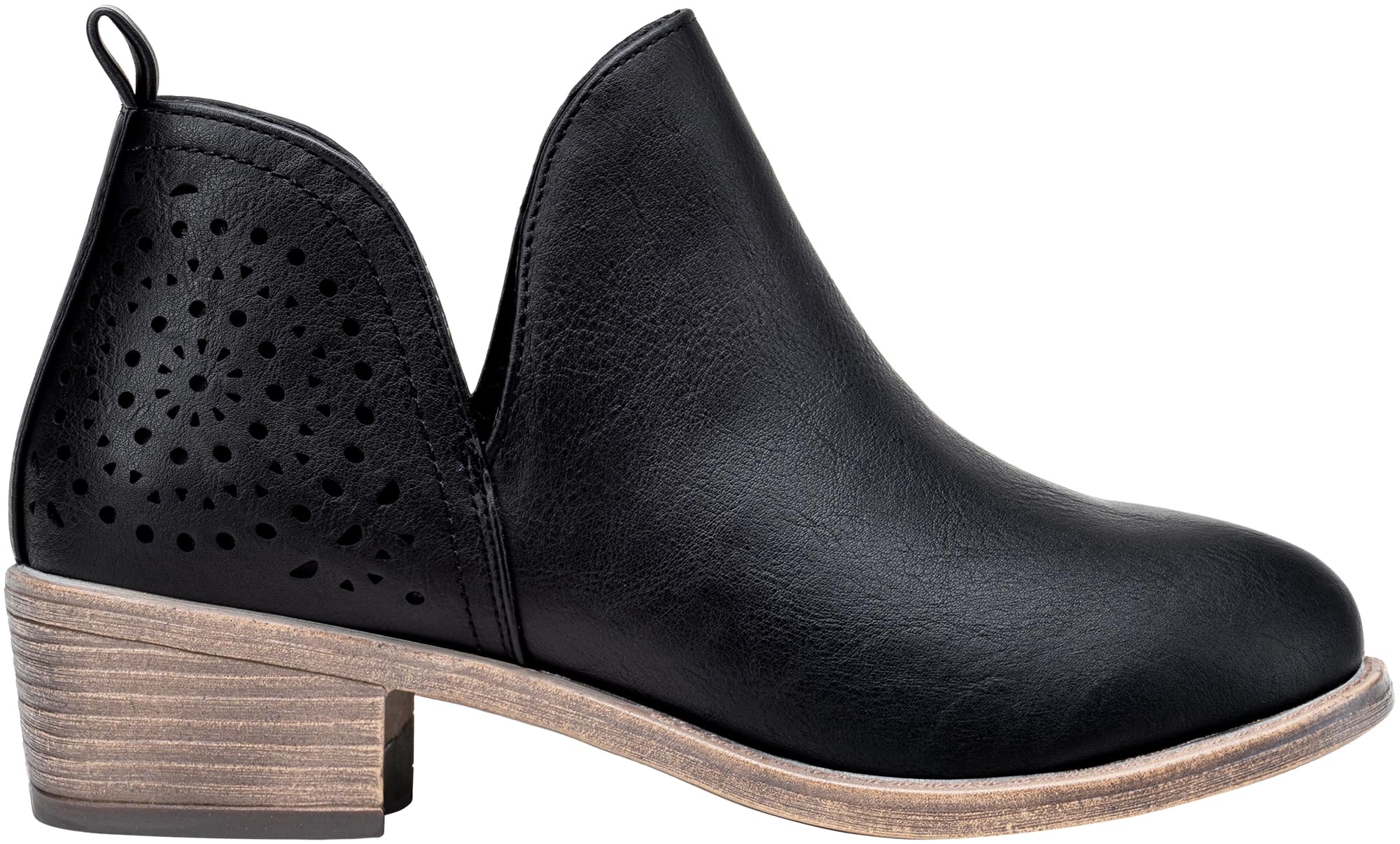Vepose Women's Short Ankle Boots Low Heel, Western Cutout Perforated Booties