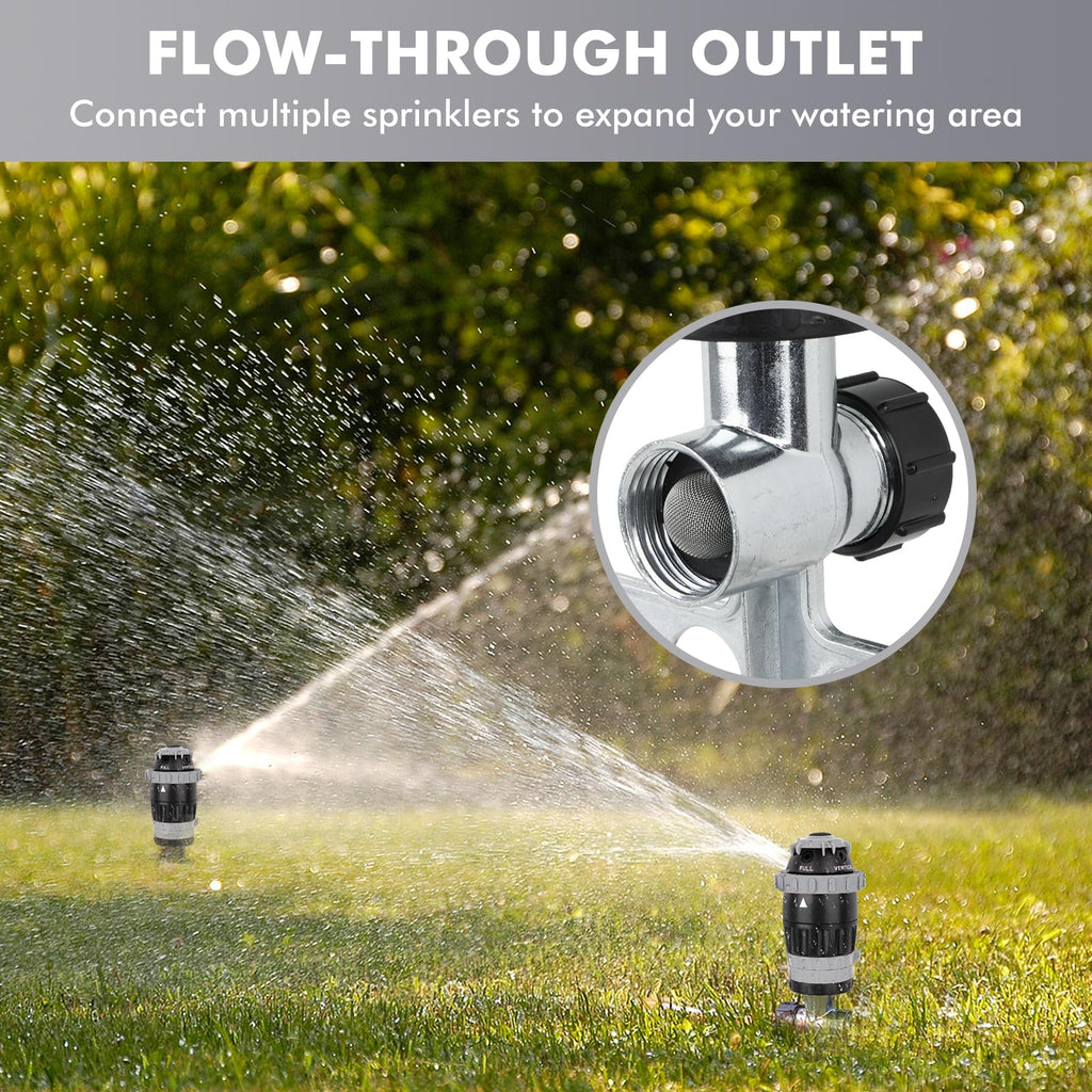 RESTMO Gear Drive Sprinkler with Metal Spike Base, 5-Pattern Heavy Duty Gardening Watering System, Multi-Adjustable Lawn Sprinkle for Garden Plant, Flower Bed and Large Yard Area Watering, Gray