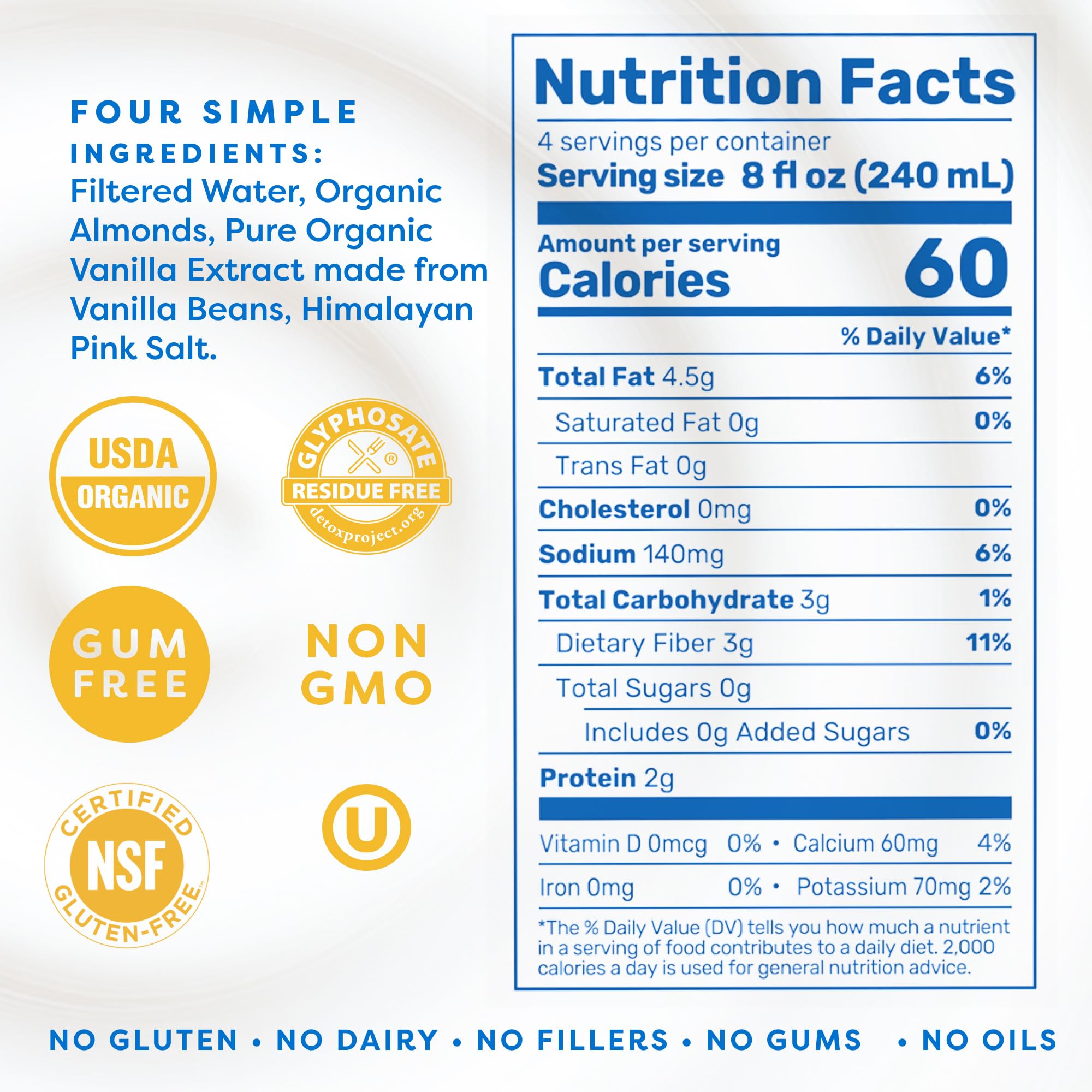 MALK Almond Milk Unsweetened (32oz, Pack of 6) - Shelf Stable Organic Almond Milk, Non GMO, Whole 30, Dairy Free, Vegan, Plant Based, No Gums or Fillers - Malk for Smoothies, Cereal, Coffee,Creamer
