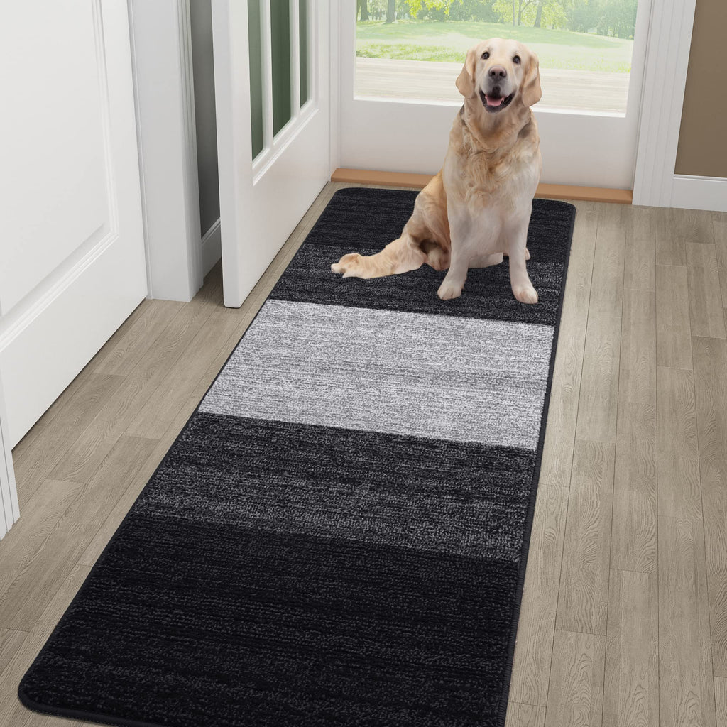 Kitinjoy Indoor Outdoor Door Mat, 30x17 Non-Slip Absorbent Dirt Trapper, Low-Profile Washable Inside Entrance Front Floor Mat, Sturdy Soft Entry Doormats for Entryway, Beige
