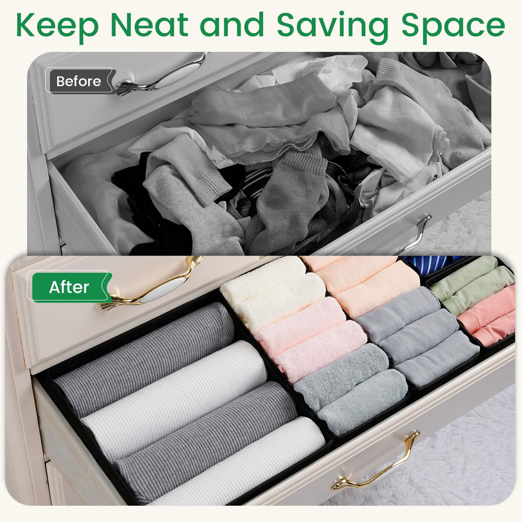 Criusia Drawer Organizer Clothes, 8 Pack Underwear Drawer Organizer, Foldable Cloth Storage Box Closet Organizers and Storage for Clothes, Socks, Scarves, Ties (Beige)