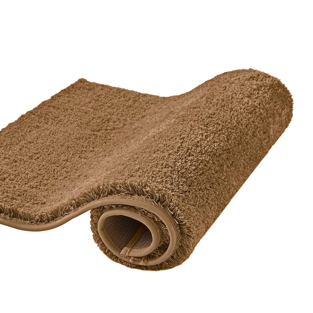 CozeCube Circle Fleece Bath mats for Bathroom, Fluffy Absorbent, Melange Quick Dry Microfiber Bath Rugs, Non Slip Washable Shower Mat Gifts, Brown, 24" X 16"