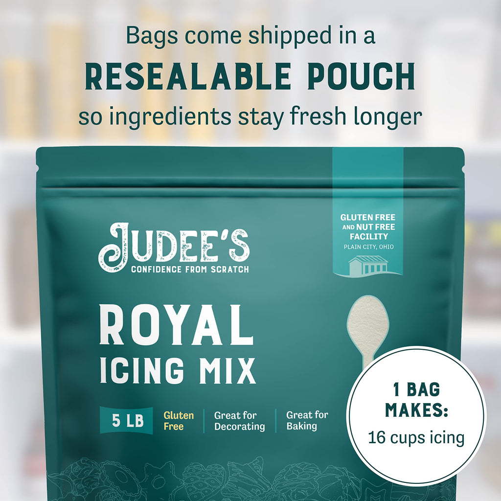 Judee's Gluten Free Royal Icing Mix - Easy Mixing with Meringue Powder - For Sugar Cookie Decorating & Cookie Icing - Gluten Free Meringue Powder & Nut Free Baking Mix - 8 Oz