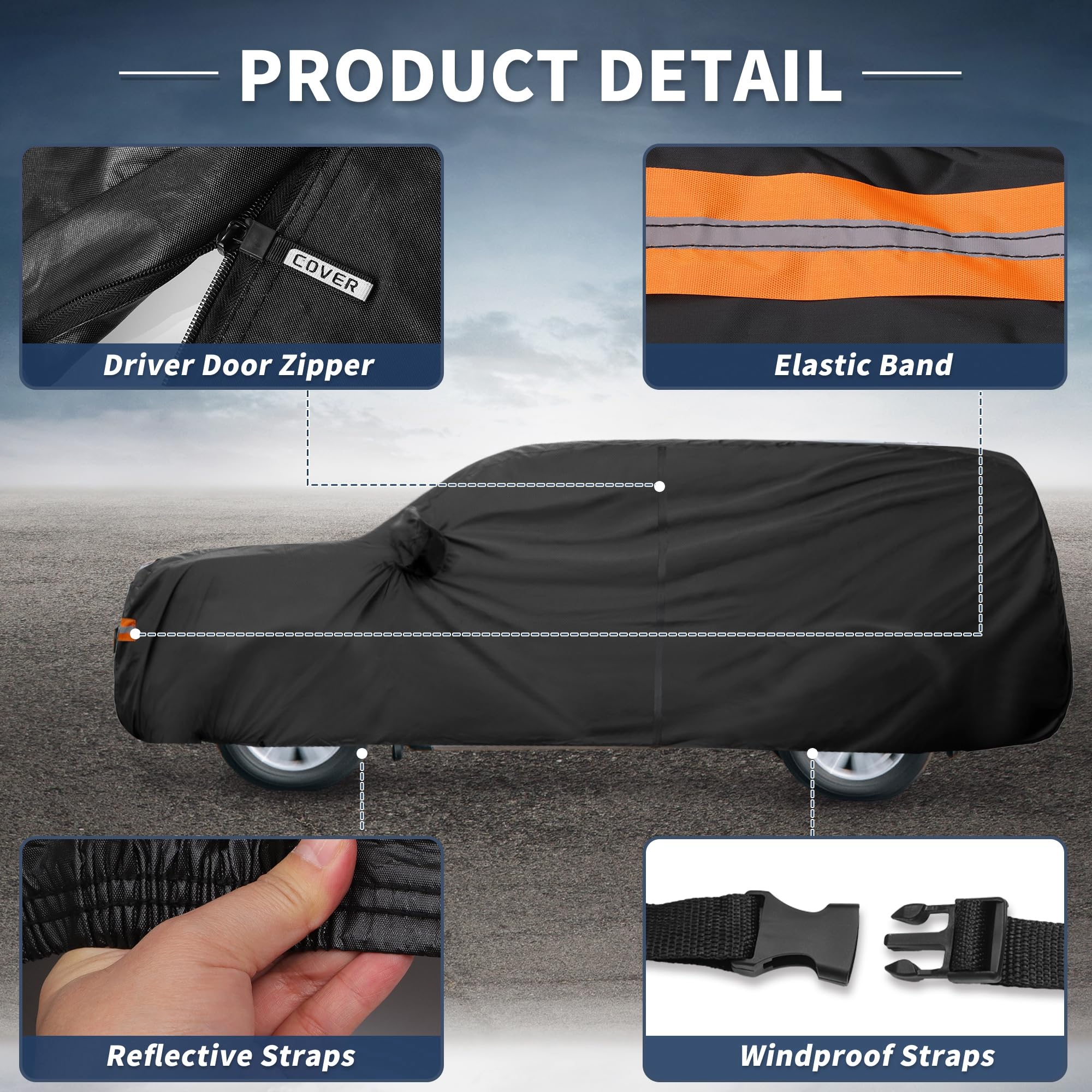 X AUTOHAUX Car Cover for Mini Cooper 2DR 2002-2021 210D-PU Outdoor Full Car Cover All Weather with Door Zipper