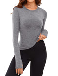 Rapbin Thermal Shirts for Women Long Sleeve Tops Ladies Fleece Undershirt for Winter Cold Weather with Thumb Holes XS-L