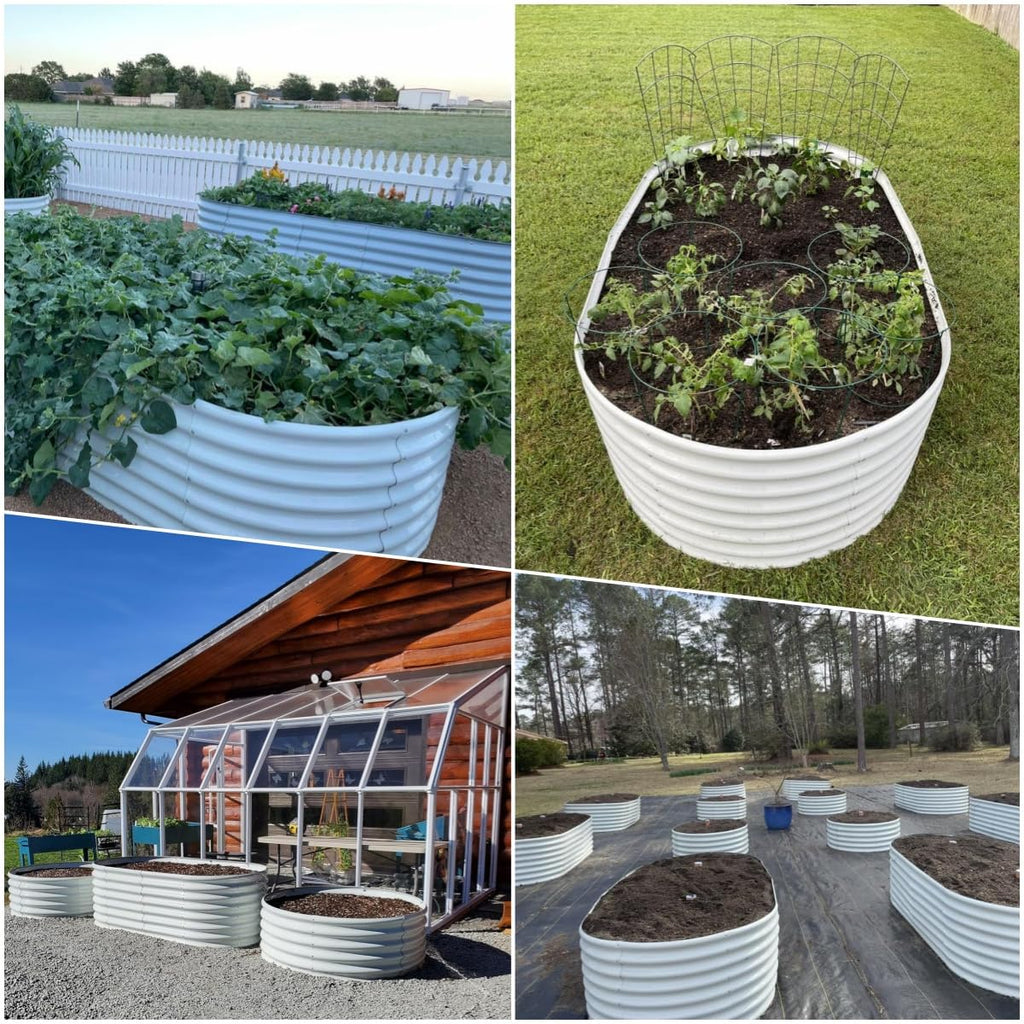 A ANLEOLIFE 2-Pack 3ft x 24” Tall Galvanized Raised Garden Beds Outdoor, Round Metal Planter Box for Planting Vegetables Flowers Herb, Anti-Rust & Easy-Setup, Quartz Grey