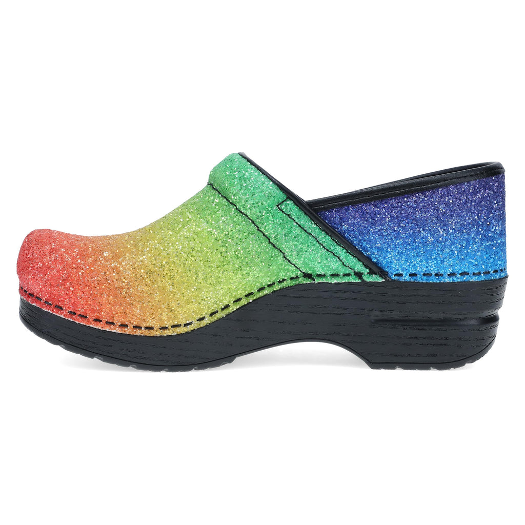 Dansko Professional Glitter Slip-On Clogs for Women – Rocker Sole and Arch Support for Comfort – Shiny and Stylish Glitter Uppers