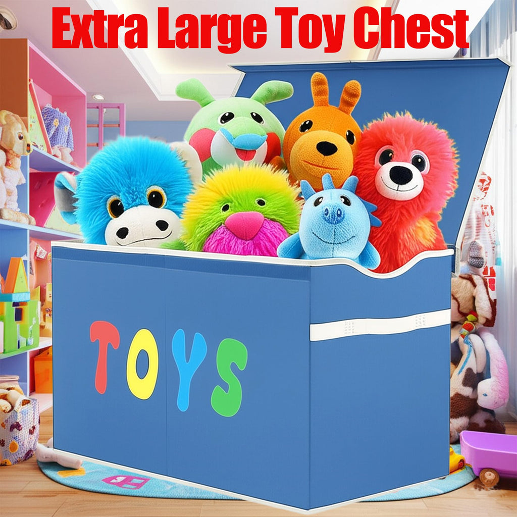 YOLOXO Toy Box Chest, Collapsible Sturdy Storage Bins with Lids, Extra Large Kids Toy Storage Organizer Boxes Bins Baskets for Kids, Boys, Girls, Nursery Room, Playroom, Closet (BLACK)