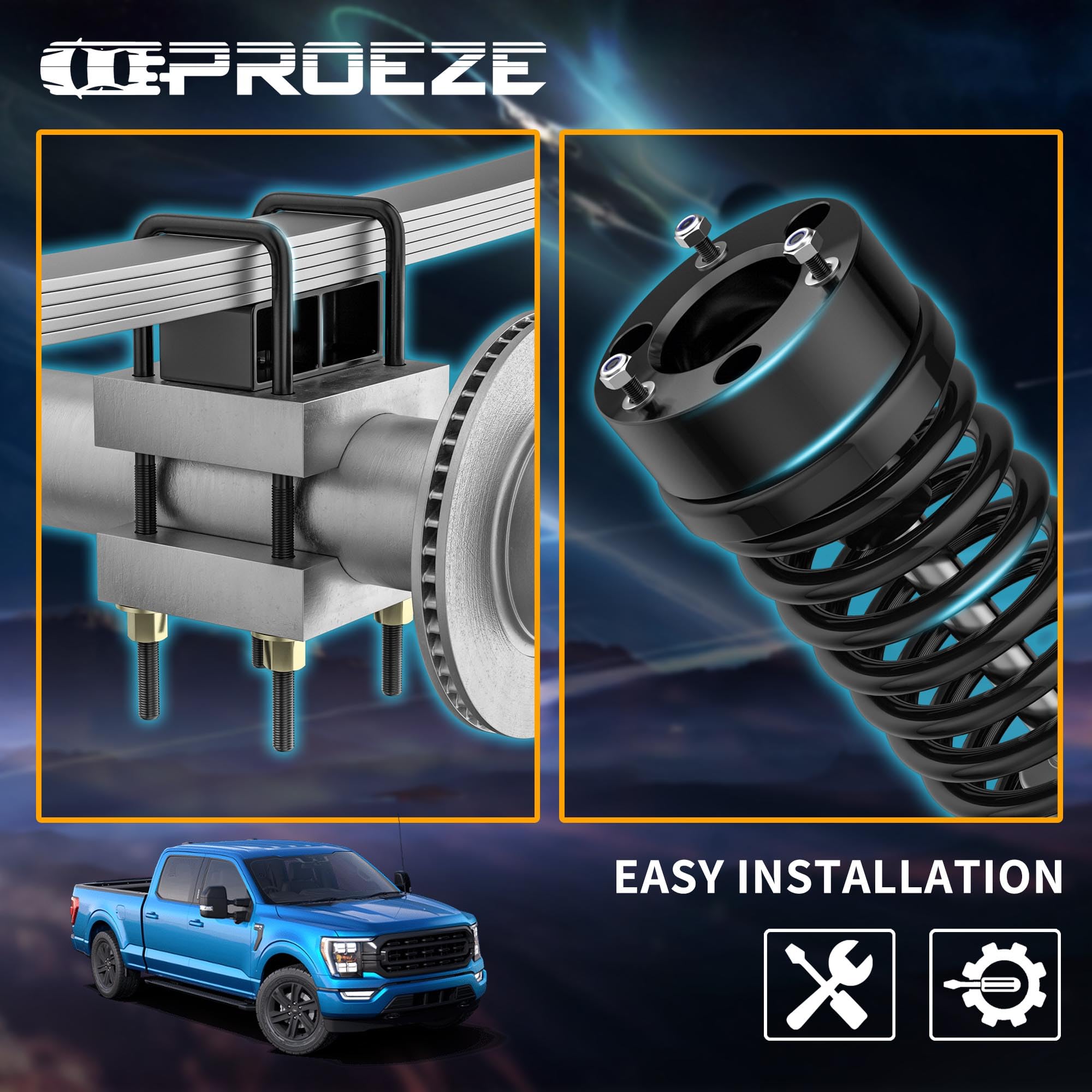PROEZE 1.5" Front Leveling Lift Kits for 2004-2024 F150 2003-2018 Expedition 2005-2008 Mark LT, 1.5'' Forged Front Strut Spacers Lift Kits