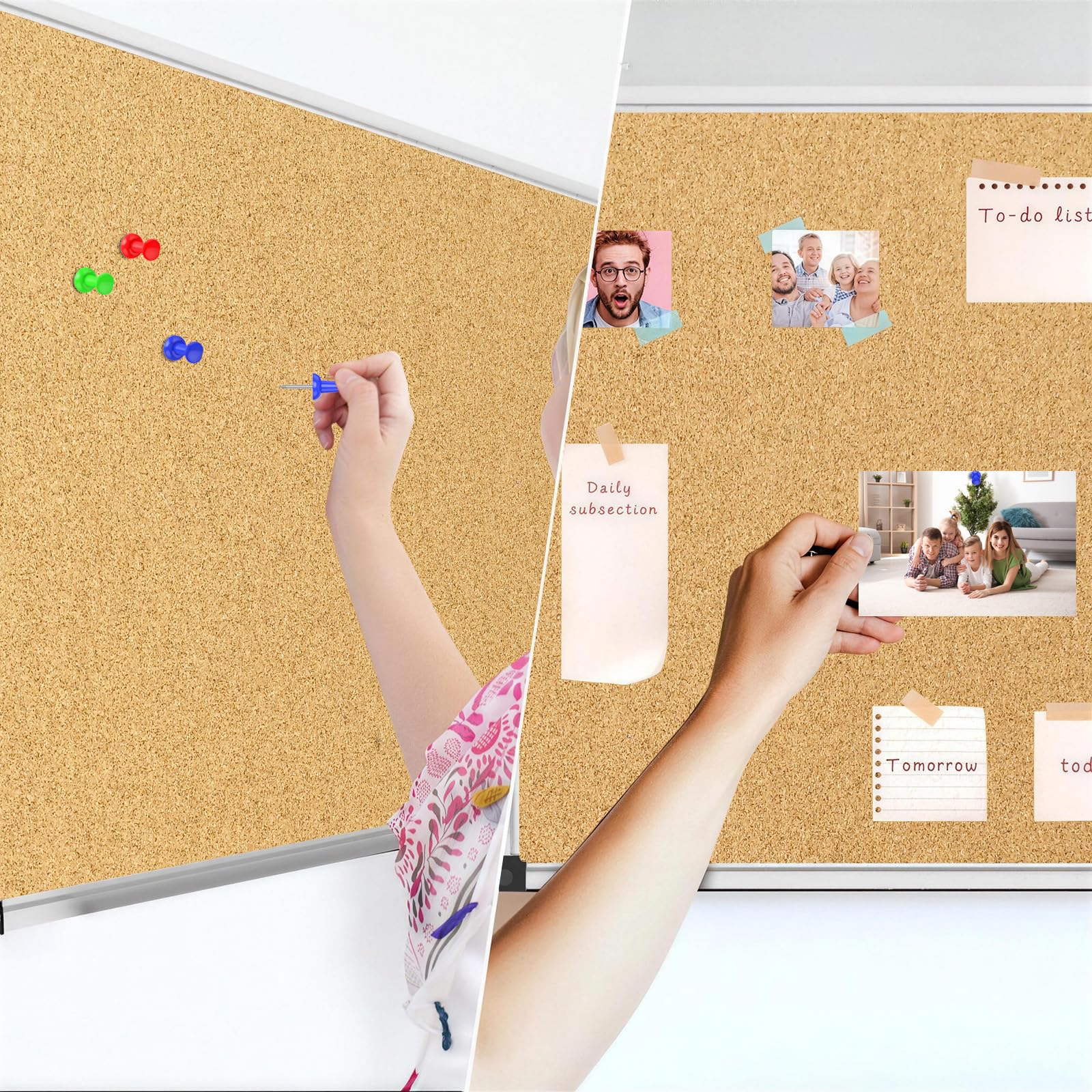 XBoard 24 x 18 Inch Wall-Mounted Office Cork Board, Notice Bulletin Board with Aluminum Frame