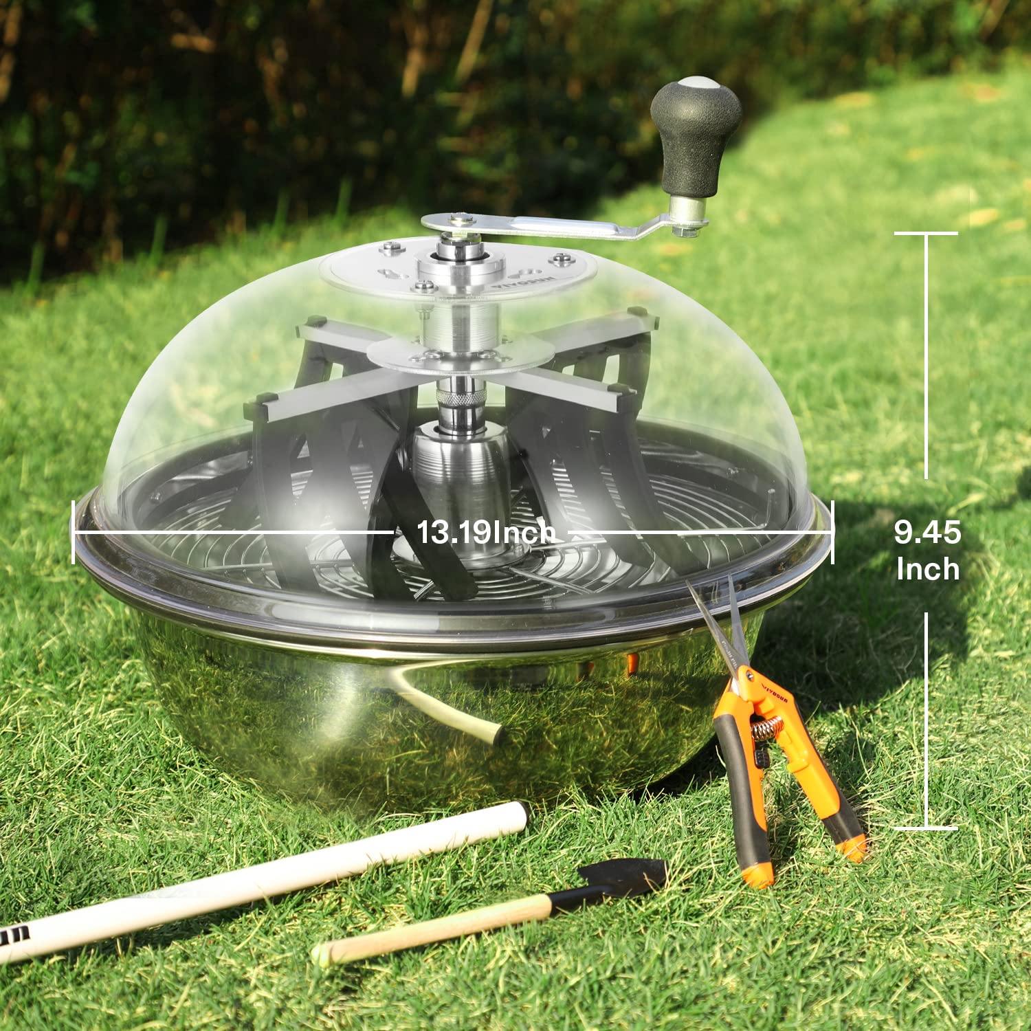 VIVOSUN 13 inch Bud Leaf Bowl Trimmer- Clear Visibility Dome, Sharp Stainless Steel Blades for Spin Cut & Solid Metal Gear Box, Hand Pruner Included (Upgraded Version)