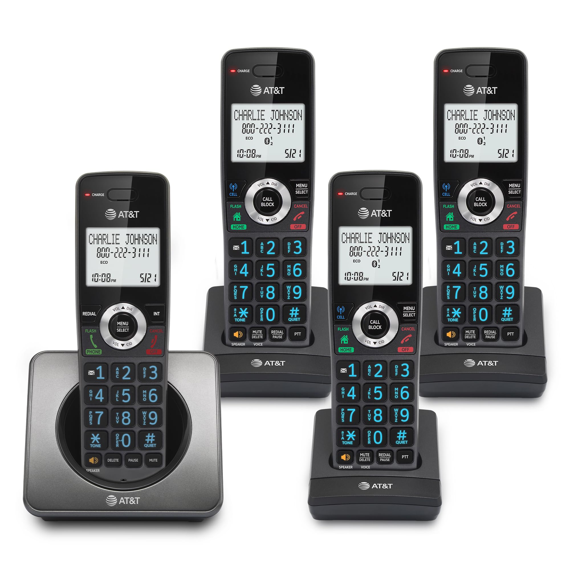 AT&T Landline Home Phone with Call Blocker, Caller ID/Call Waiting, Full-Duplex Handset Speakerphone, Backlit Keypad & Display, Rechargeable Battery, ECO Mode, DECT 6.0: GL2101-11