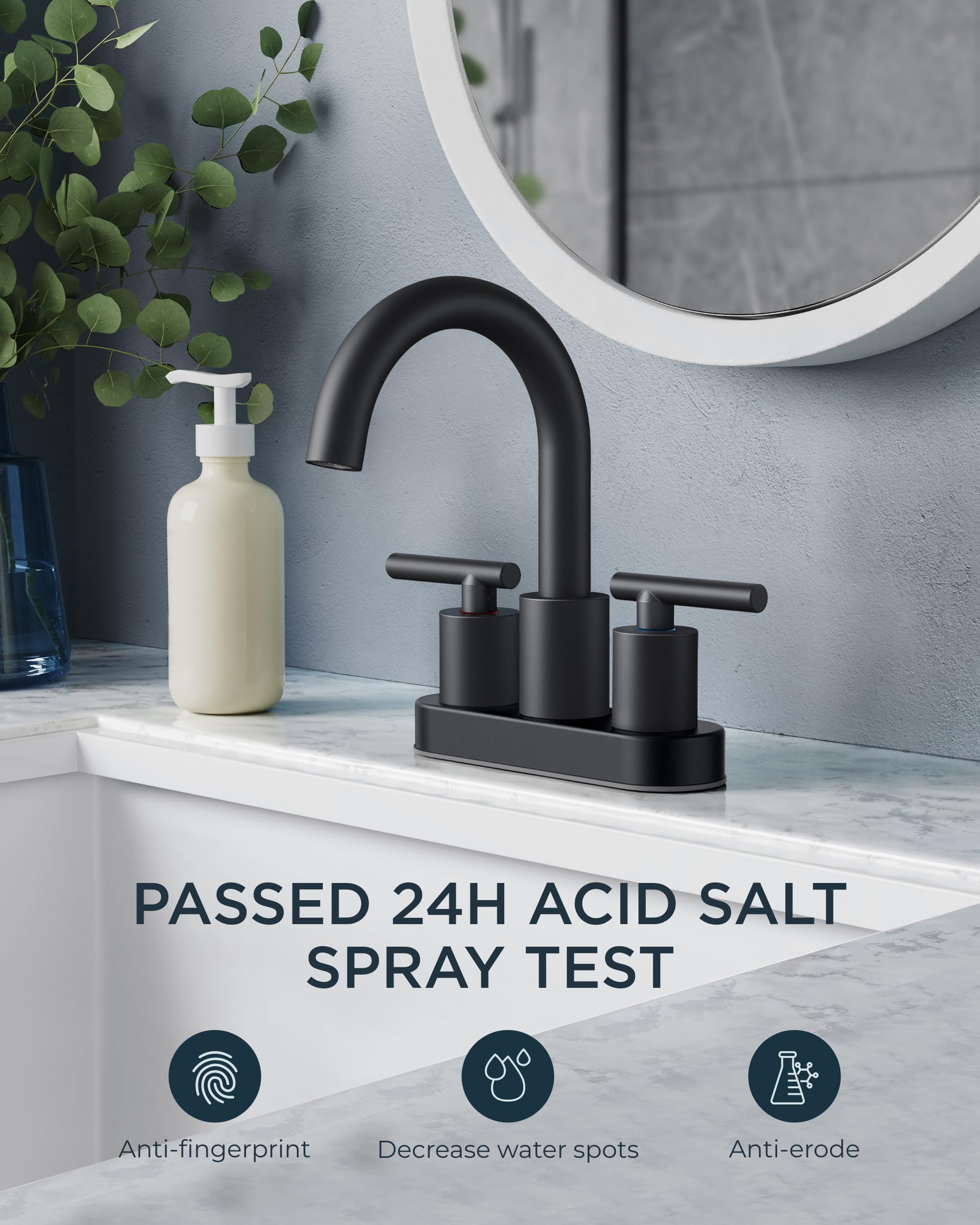 FORIOUS 4" Brushed Gold Bathroom Faucet Centerset 4 Inch, 2 Handle 2 Hole Gold Faucets for Bathroom Vanity wtih Metal Pop Up Dain, CUPC Supply Hose, High Arc Swivel Spout