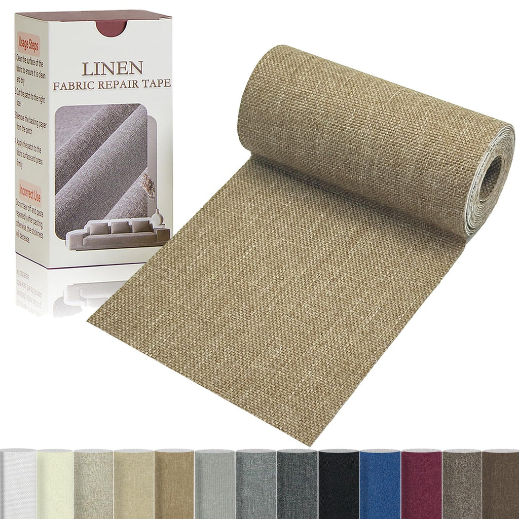 Gheeidau Linen Repair Tape 4x70 Inch Self-Adhesive Couch Patch Repair Fabric Patch for Furniture,Sofas,Cushion,Chairs,Bags,Linen Goods(Beige)