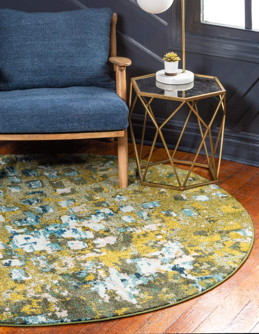Unique Loom Jardin Collection Colorful, Vibrant, Abstract, Modern Area Rug (2' 0 x 3' 0 Rectangular, Multi/ Blue)