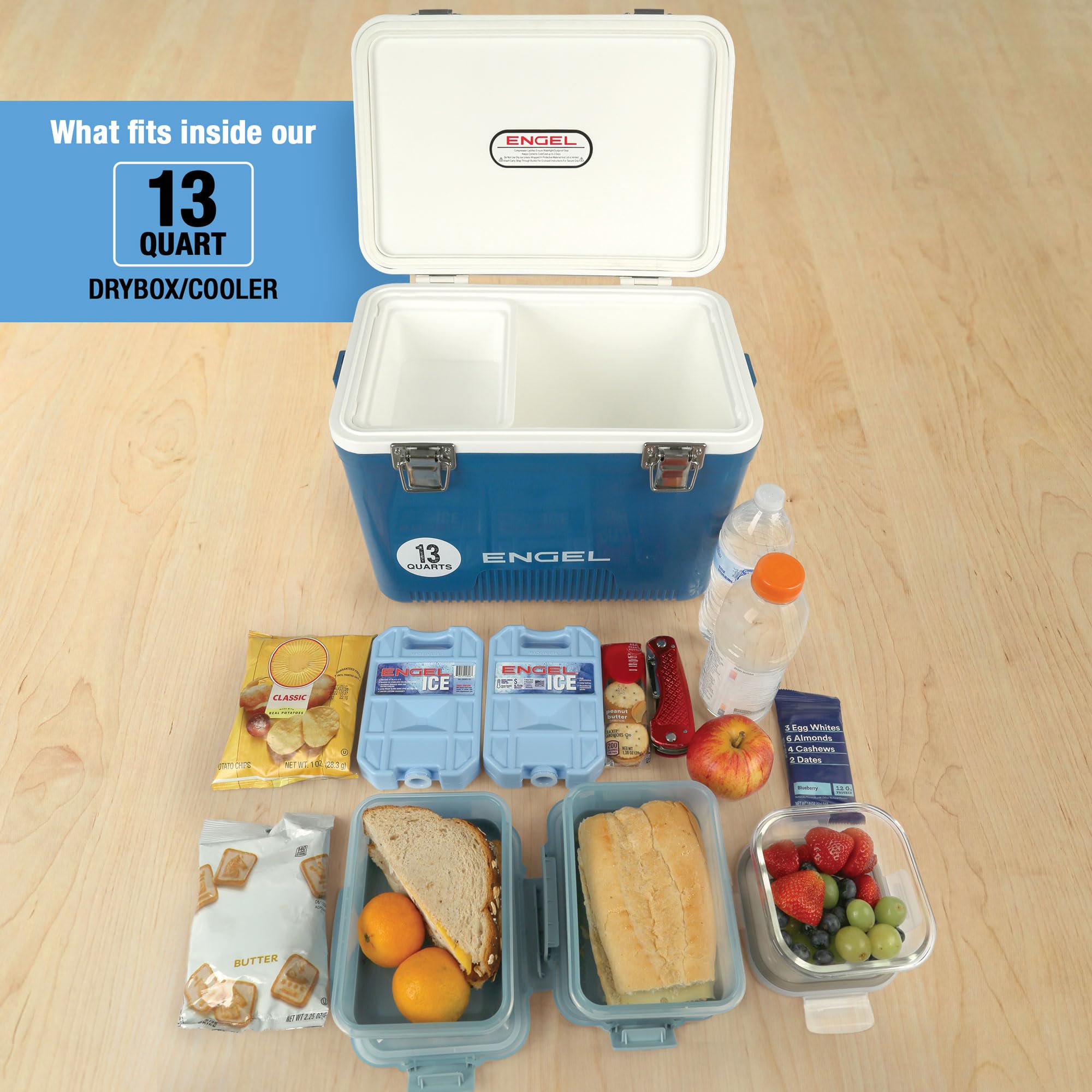 ENGEL 13qt Leak-Proof, Air Tight, Drybox Cooler and Small Hard Shell Lunchbox for Men and Women