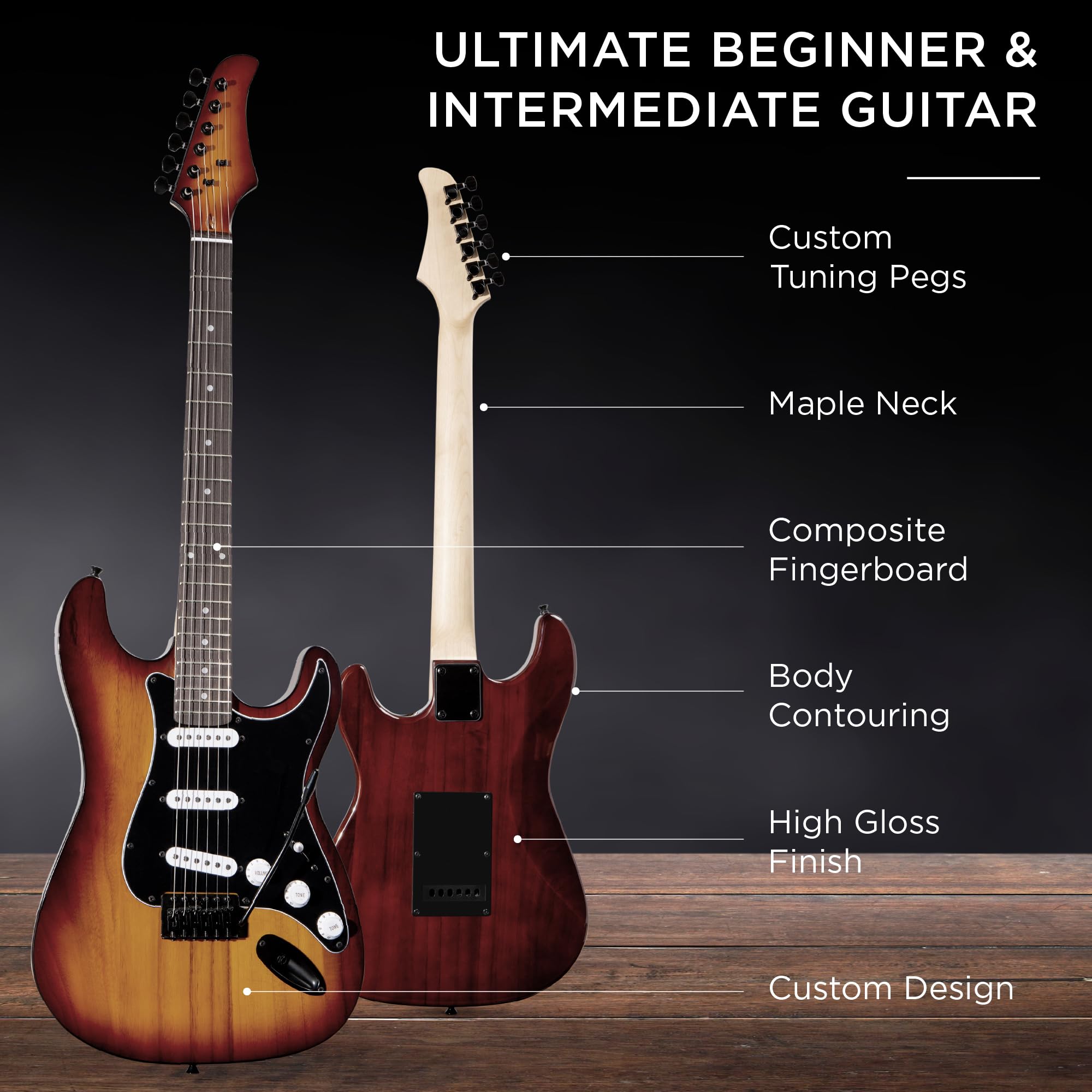 Best Choice Products 39in Full Size Beginner Electric Guitar Starter Kit w/Case, Strap, 10W Amp, Strings, Pick, Tremolo Bar - 3 Color Sunburst