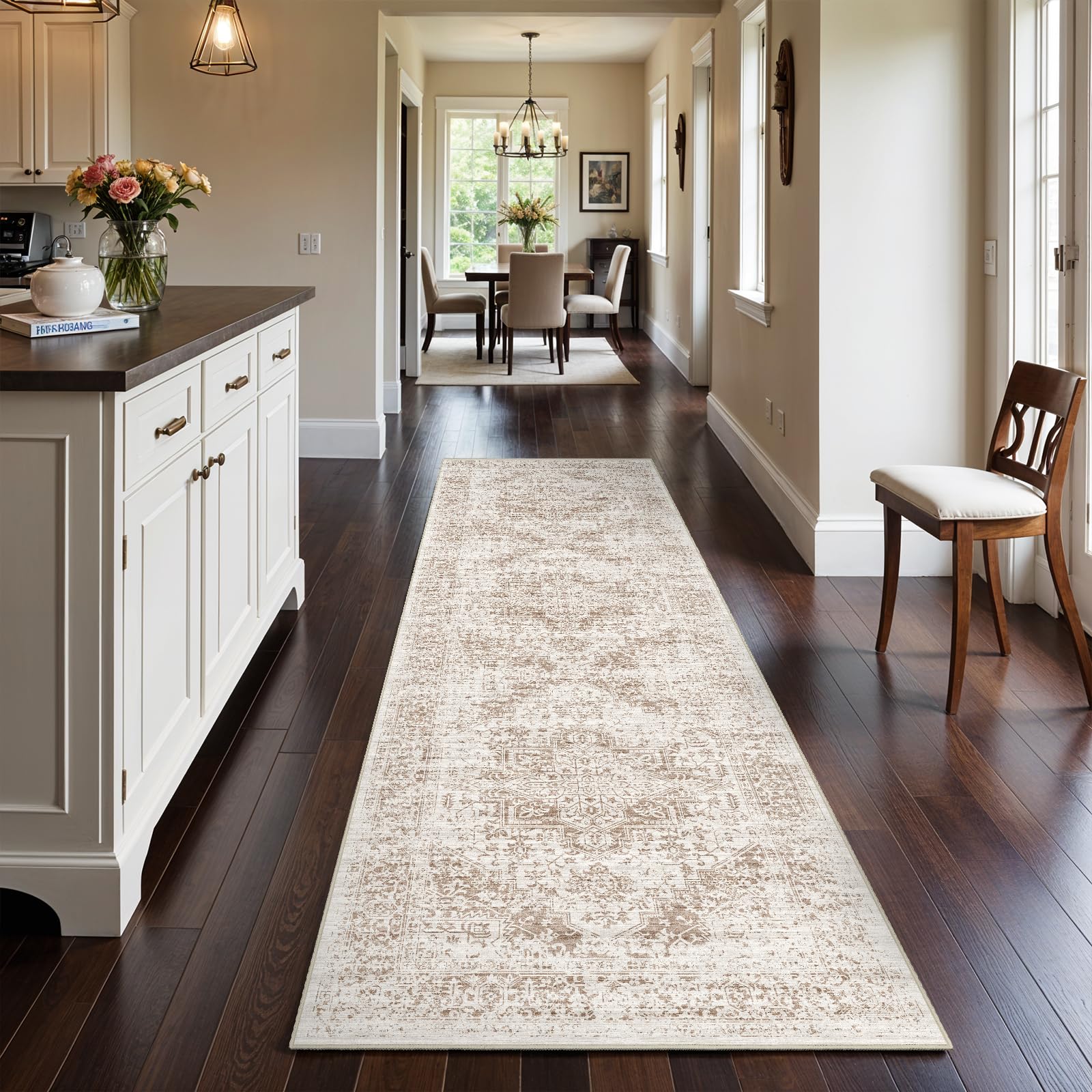2x5 Washable Kitchen Runner Rug - Soft Low Pile Floral Animal Cat Print Rugs with Non-Slip Backing Waterproof Stain-Resistant Indoor Carpet for Hallway Entryway Bathroom Bedroom (Black)
